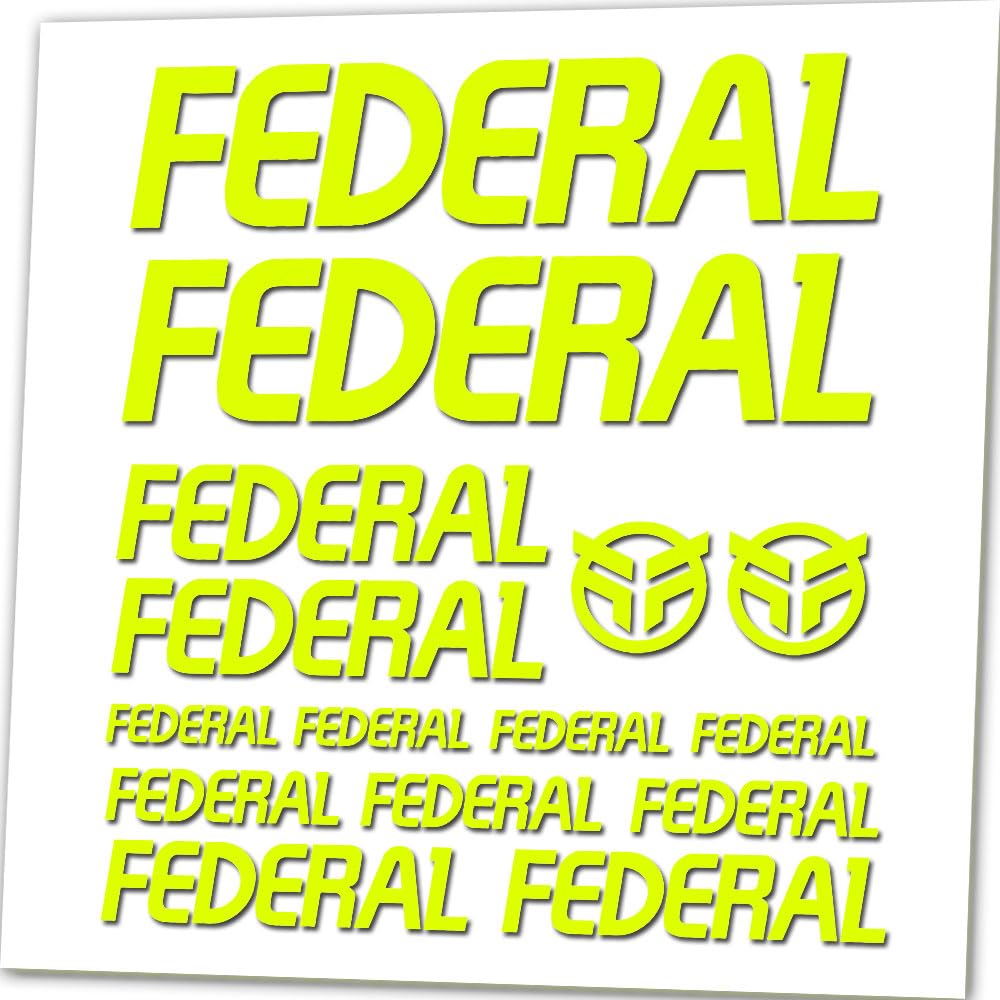 SPANNFor FEDERAL Bike Frame Sticker Decal Set Mountain Bicycle BMX (Fluorescent Yellow)