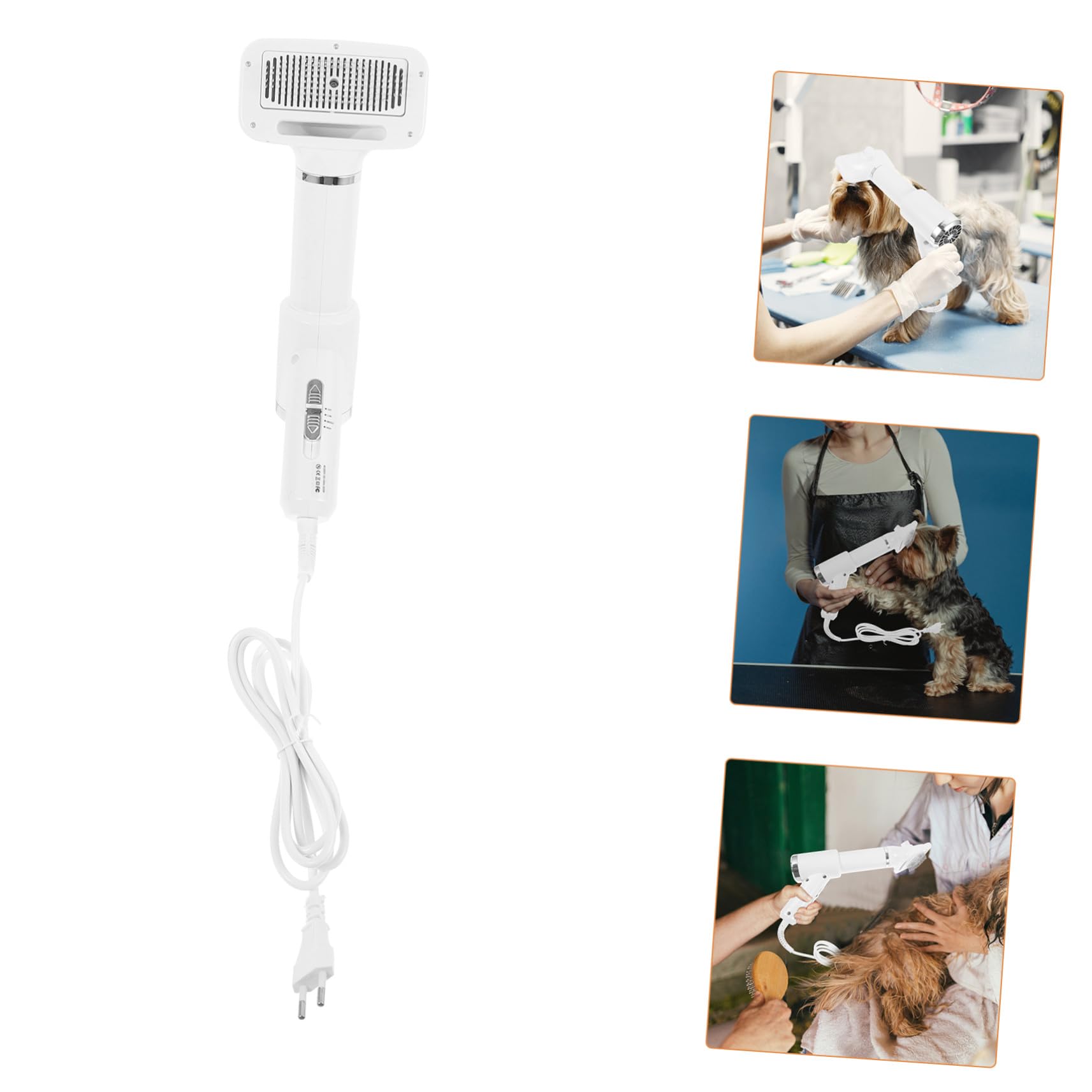 Secador de Pelo para Mascotas, Cepillo Peine Portátil Blanco | Perros y Gatos, Plástico Seguro, Desenredante, Adecuado para Dueños de Mascotas