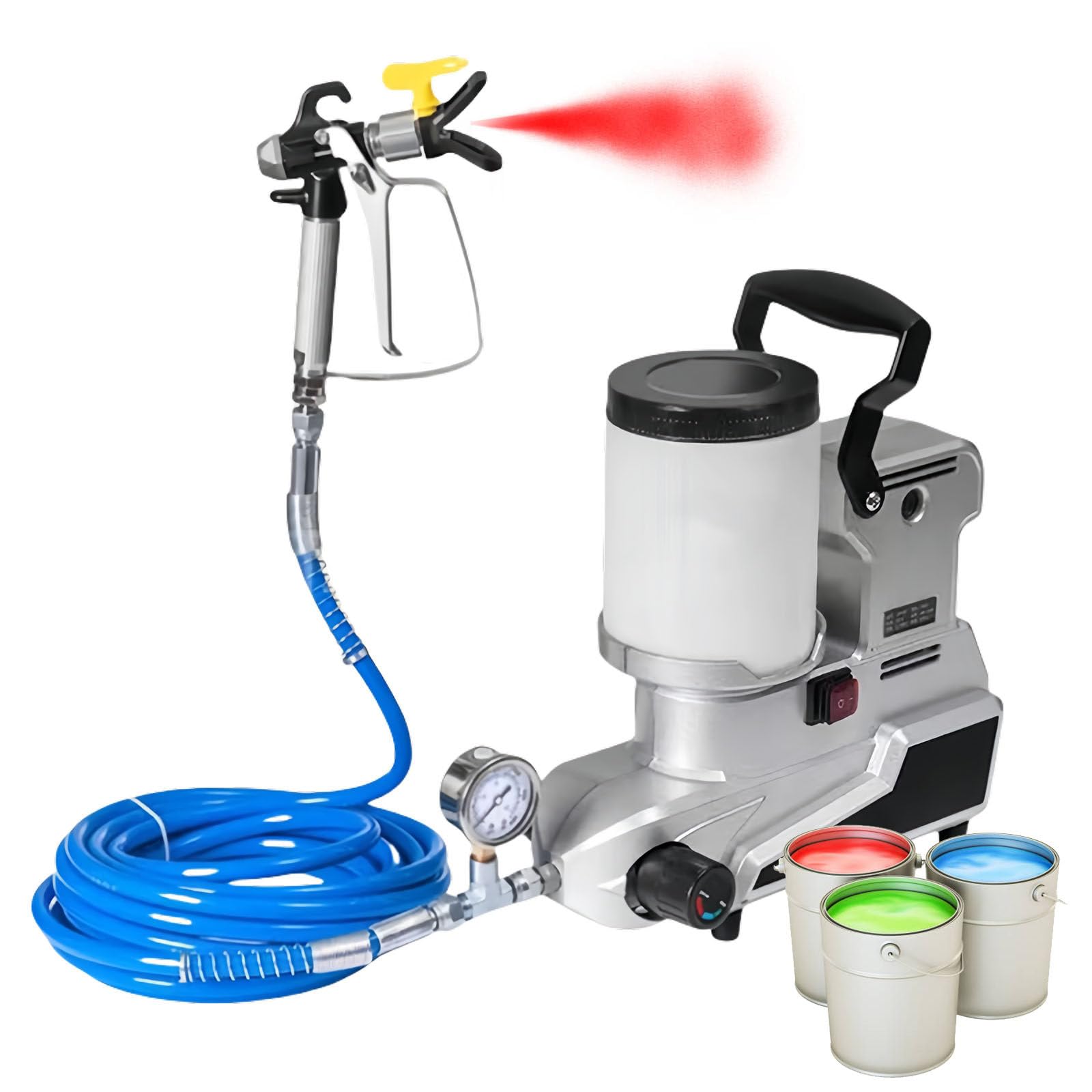 Pulverizador Sin Aire, Pulverizador Eléctrico De 1600 W con Capacidad De 2 litros, Caudal Y Ángulo De Pulverización Ajustables, Pulverizador De Pintura De Pared De Alta Presión.