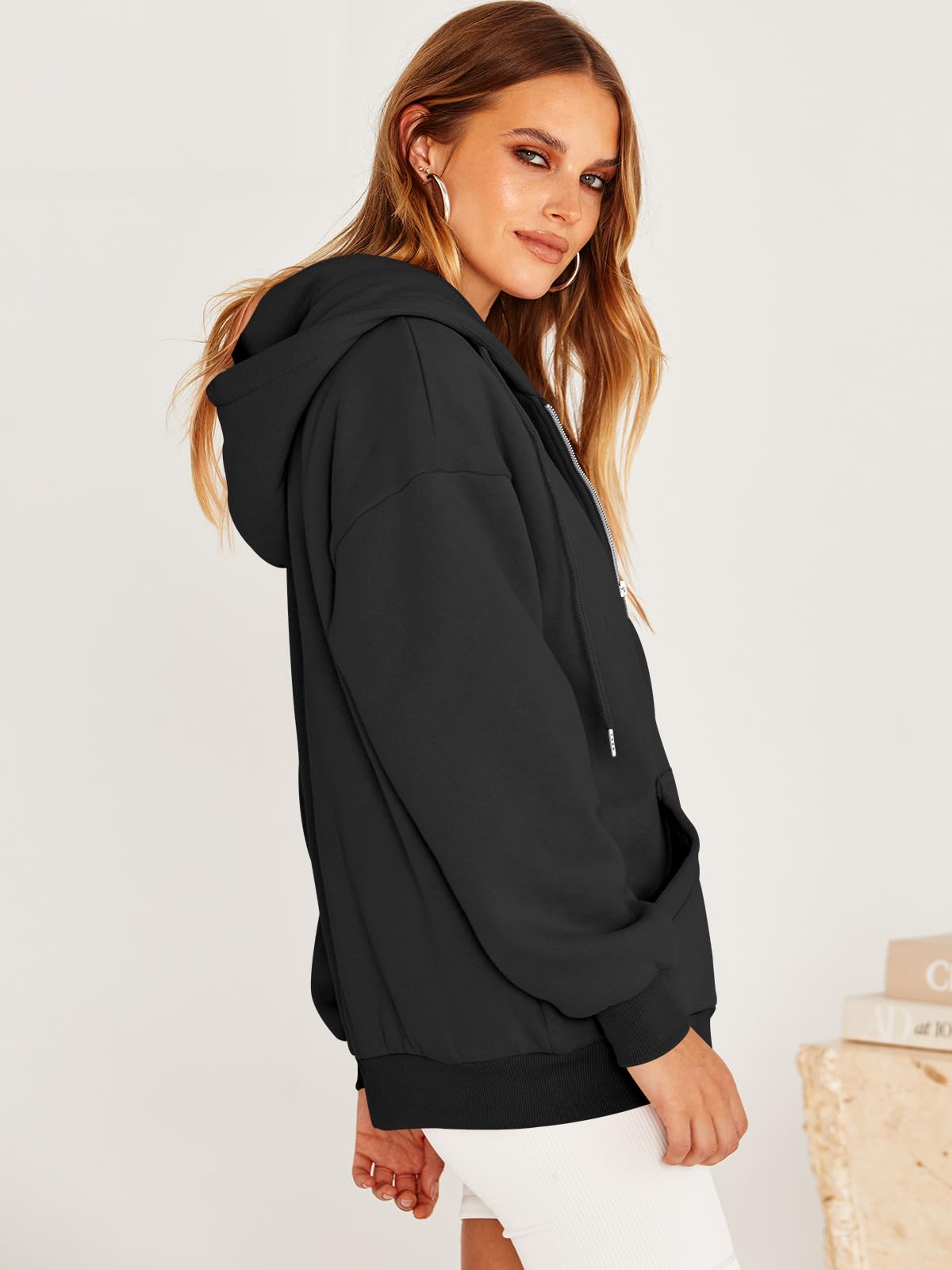 Damskie bluzy z kapturem oversize z zamkiem błyskawicznym bluzy Y2K ubrania urocza nastolatka jesień kurtki na co dzień z kieszeniami