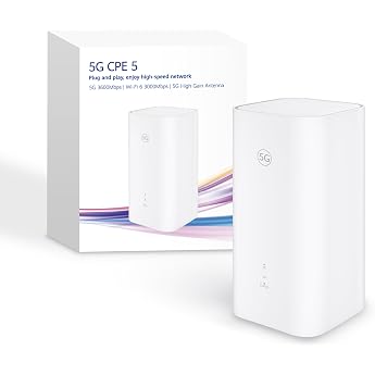 5G CPE 5, H155, 5G Router SIM, Wi-Fi 6 AX3000, DL 3600 Mbit/s/UL 500 Mbps, 9 dBi Antenna with High Gain, LAN/WAN Connection, 