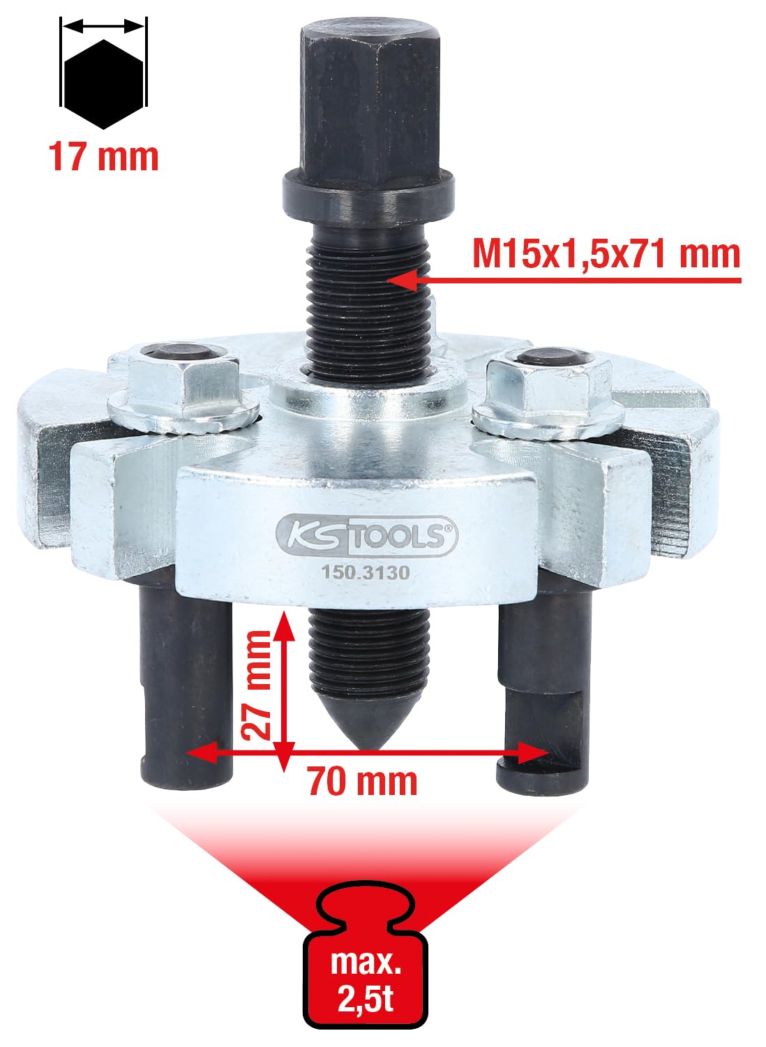 KS TOOLS - Extracteur de poulie universel à trois griffes Couleur