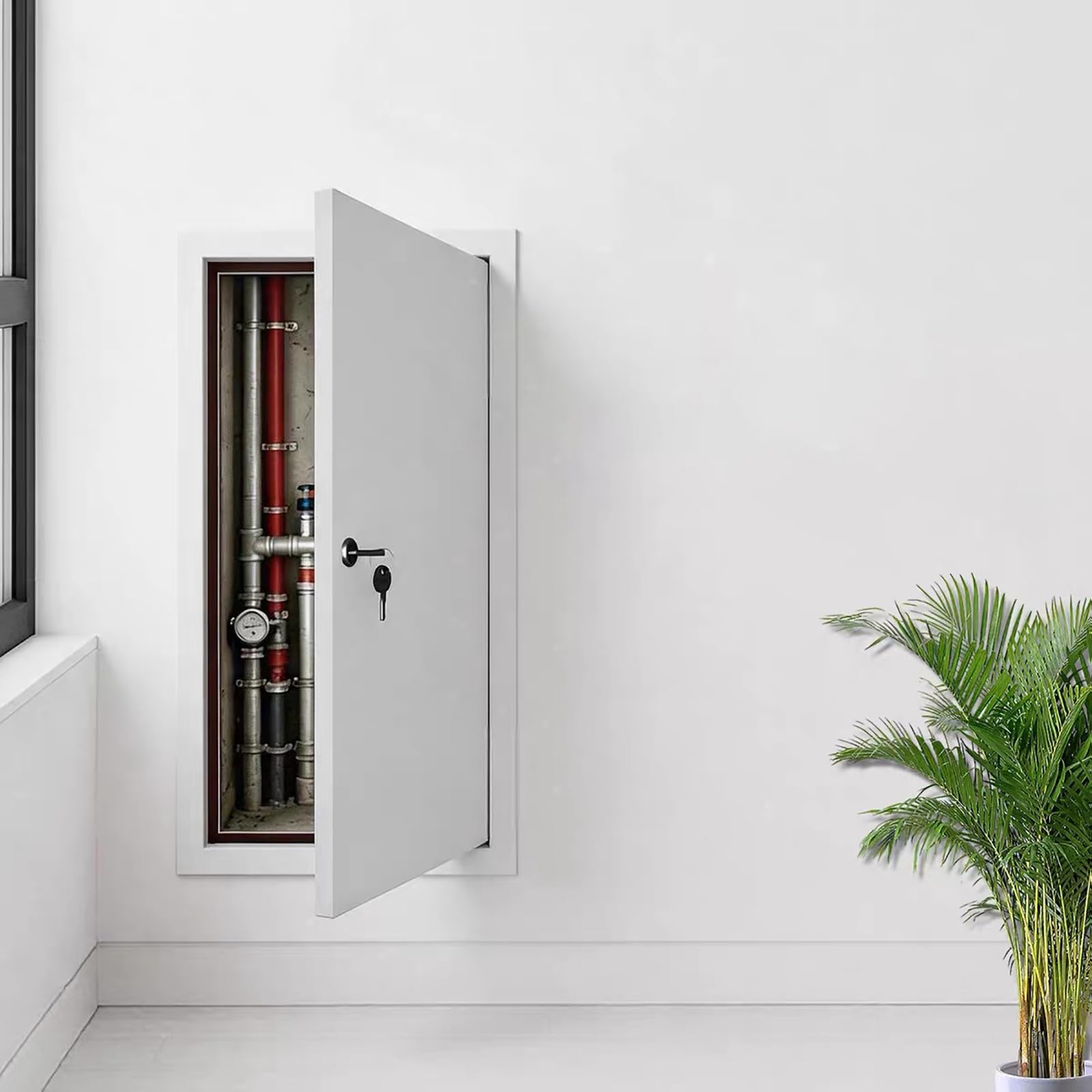 Trampilla Pladur Panel Panel de acceso metálico para exteriores, 30 50 60 80 100 120 150 CM Puerta de acceso con cerradura para paneles de yeso (fontanería, mecánica y electricidad)(12x26in(30x66cm))