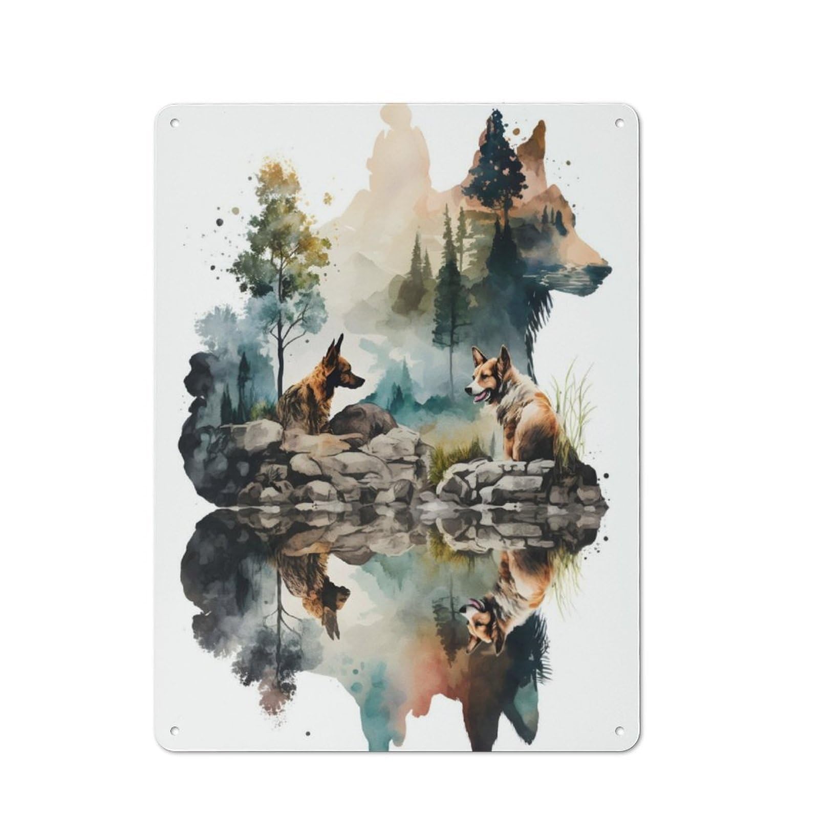 Junmoney Wild Dogs Industrial Decorative Metal Plaque 40X30cm, Studio Wall Art For Flat, Bar, Studio Or Gallery Wall