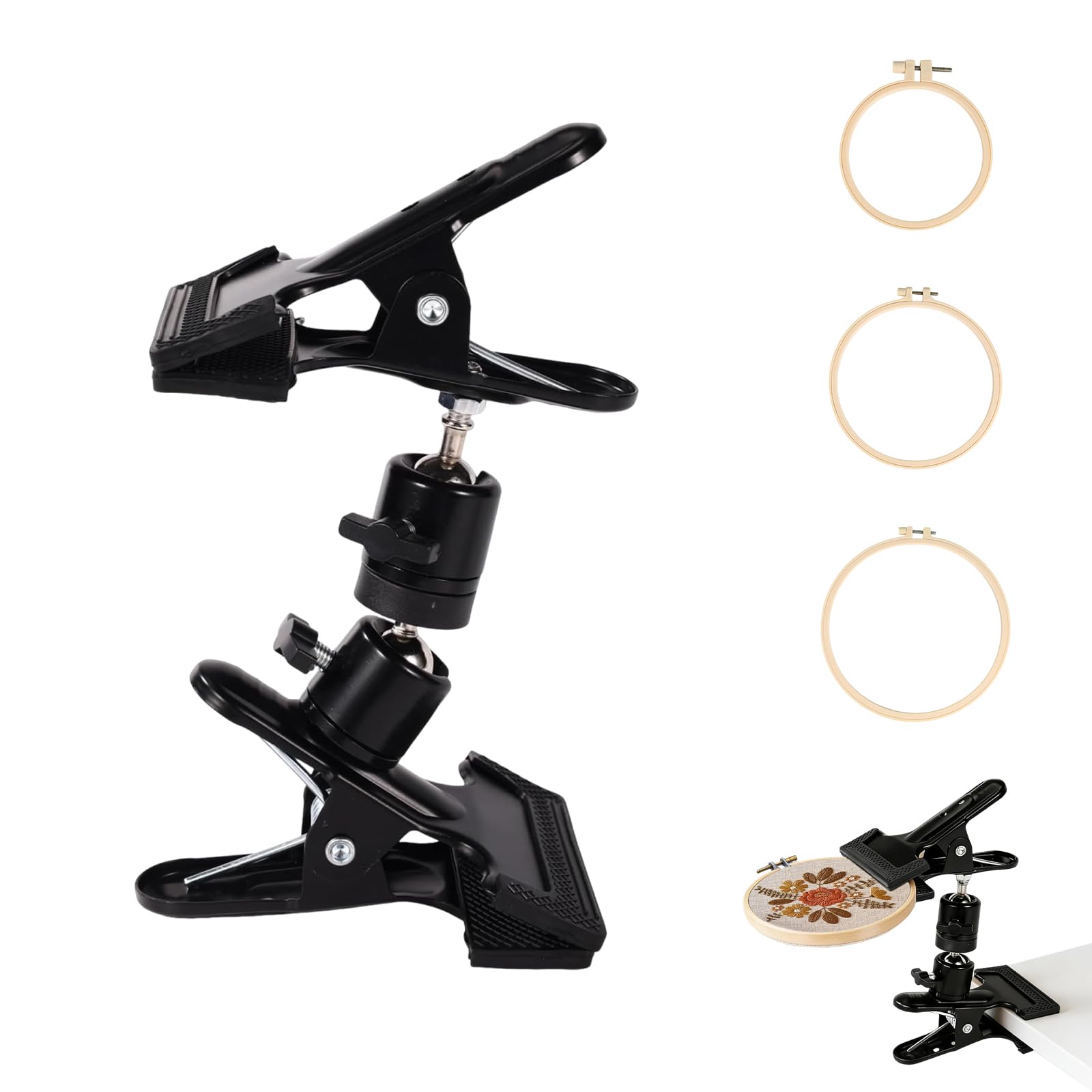4pcs Embroidery Stand Set, Adjustable 360° Cross Stitch Stand with Hoops