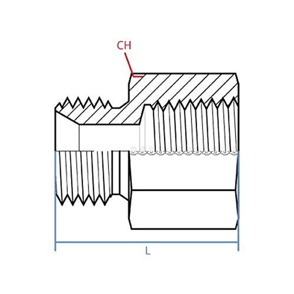 AdaptAll 9235-10X1.25-02 Series 9235 Carbon Steel Straight Adapter, M10X1.25 Male Metric x 1/8
