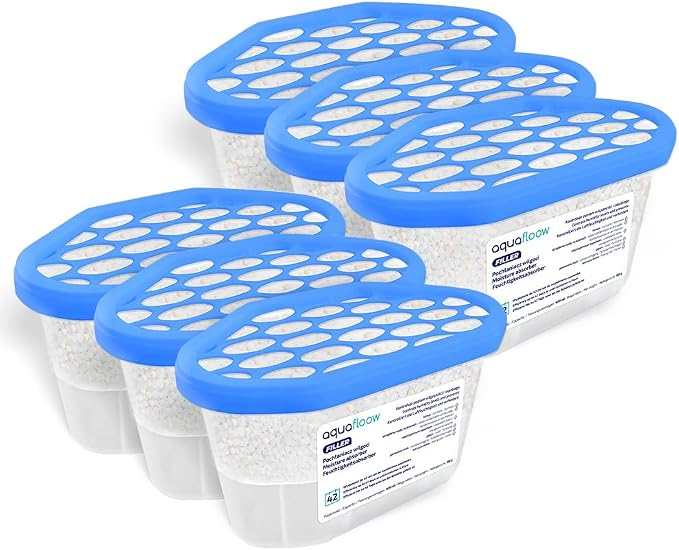 Aquafloow Deshumidificador 400 ml, Antihumedad Habitación 6 Piezas | Neutralizador de Olores, Absorbente de Humedad para Cocina, Armario, Baño, Estudio, Ropa