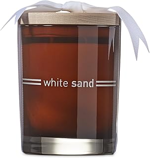 FINN & CO. White Sand Scented Candle - Soy Based with Honeysuckle & Italian Mandarin - Double Wick, Paraben & Phthalate Free - Long Lasting 44 Hour Burn - Beach Inspired Scent | 9.5 oz