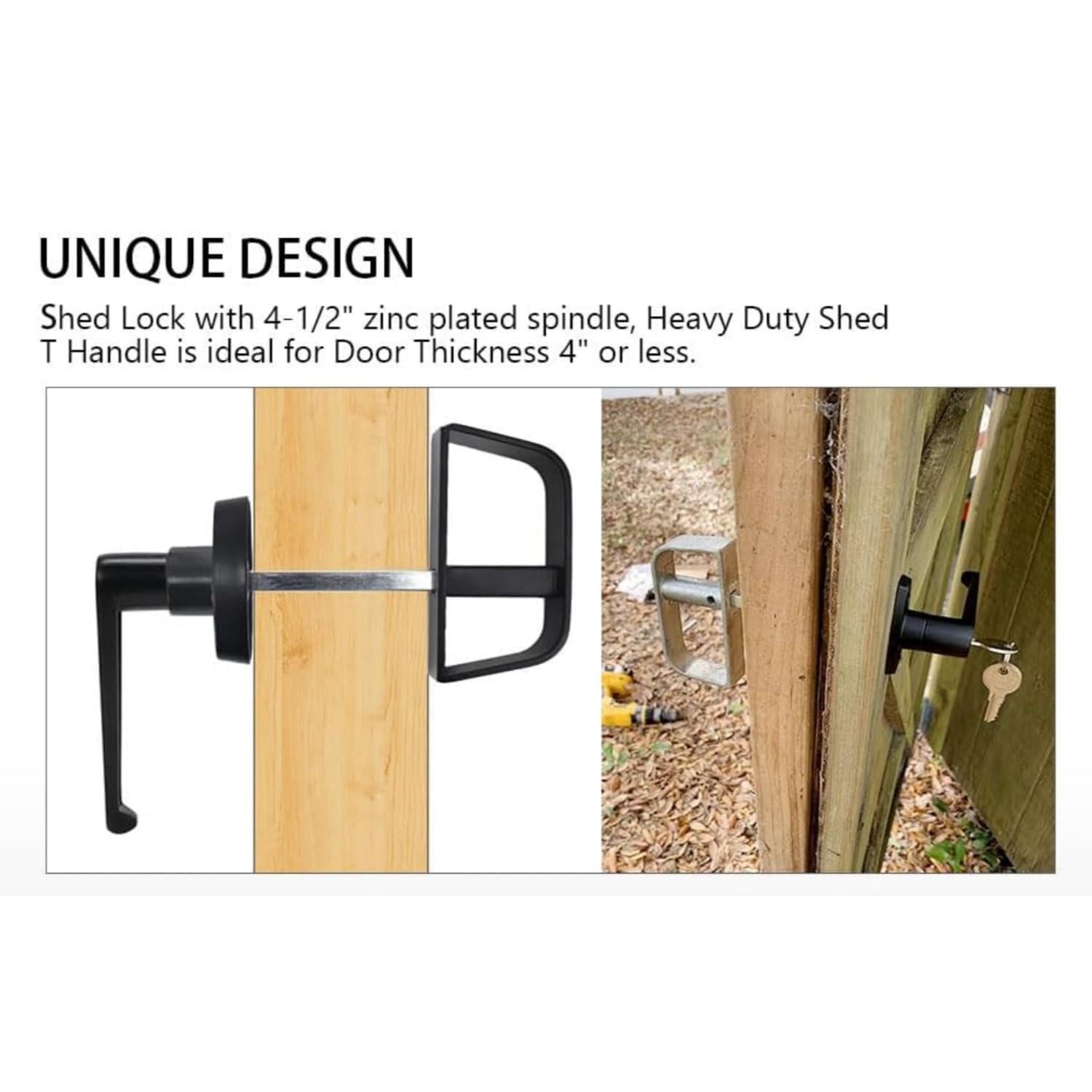 QZATACAEN Shed Door Lock L-Handle Lock kit Keyed Alike Keys and Screws - Image 4