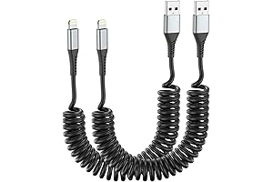 Jukekul Coiled Lightning Cable [2 Pack, 3FT Nylon Braided, MFi Certified]