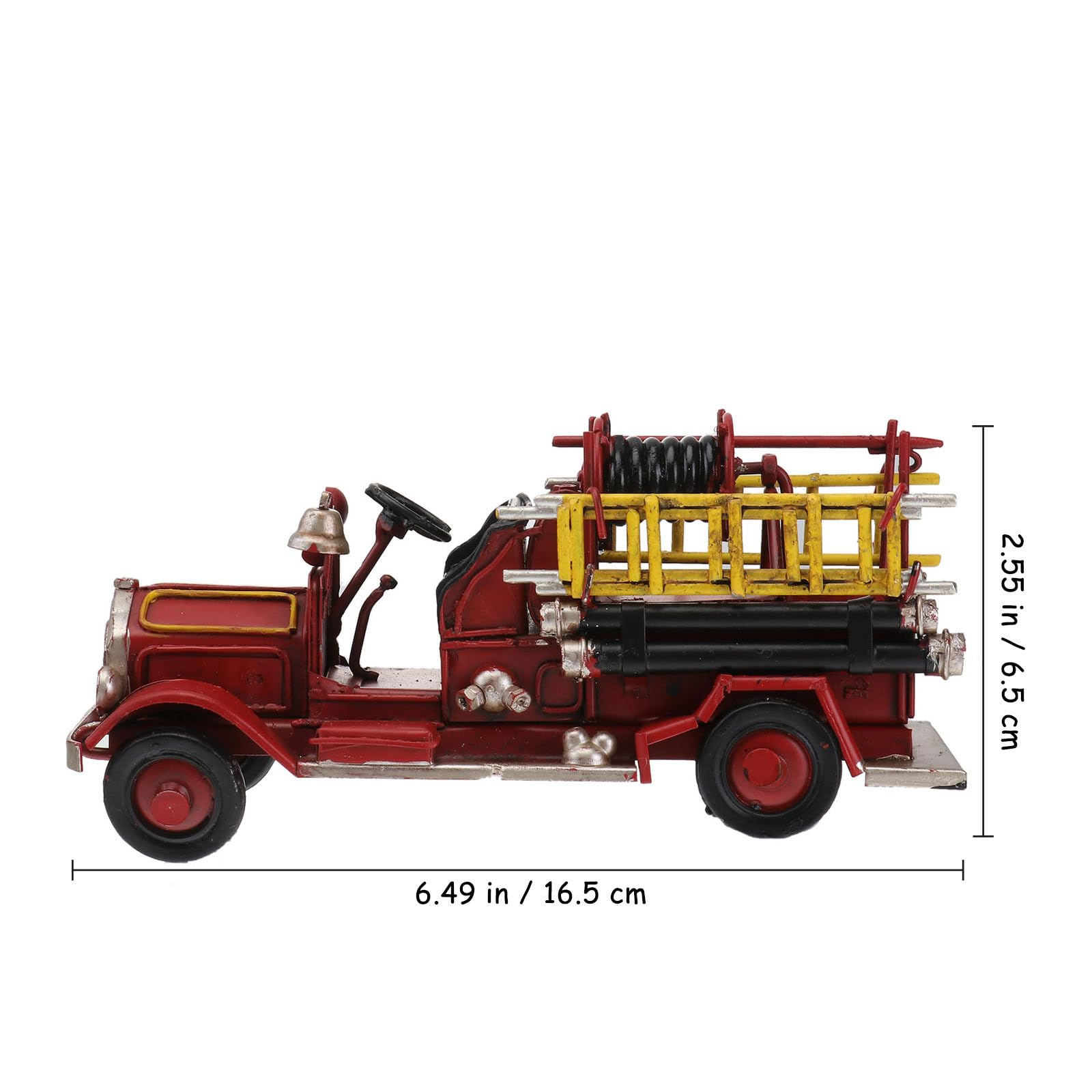 Housoutil Kleiner Feuerwehrauto aus Schmiedeeisen Kreatives Metallhandwerk Rote Dekoration für Zuhause und Sammlerstück im Vintage Stil