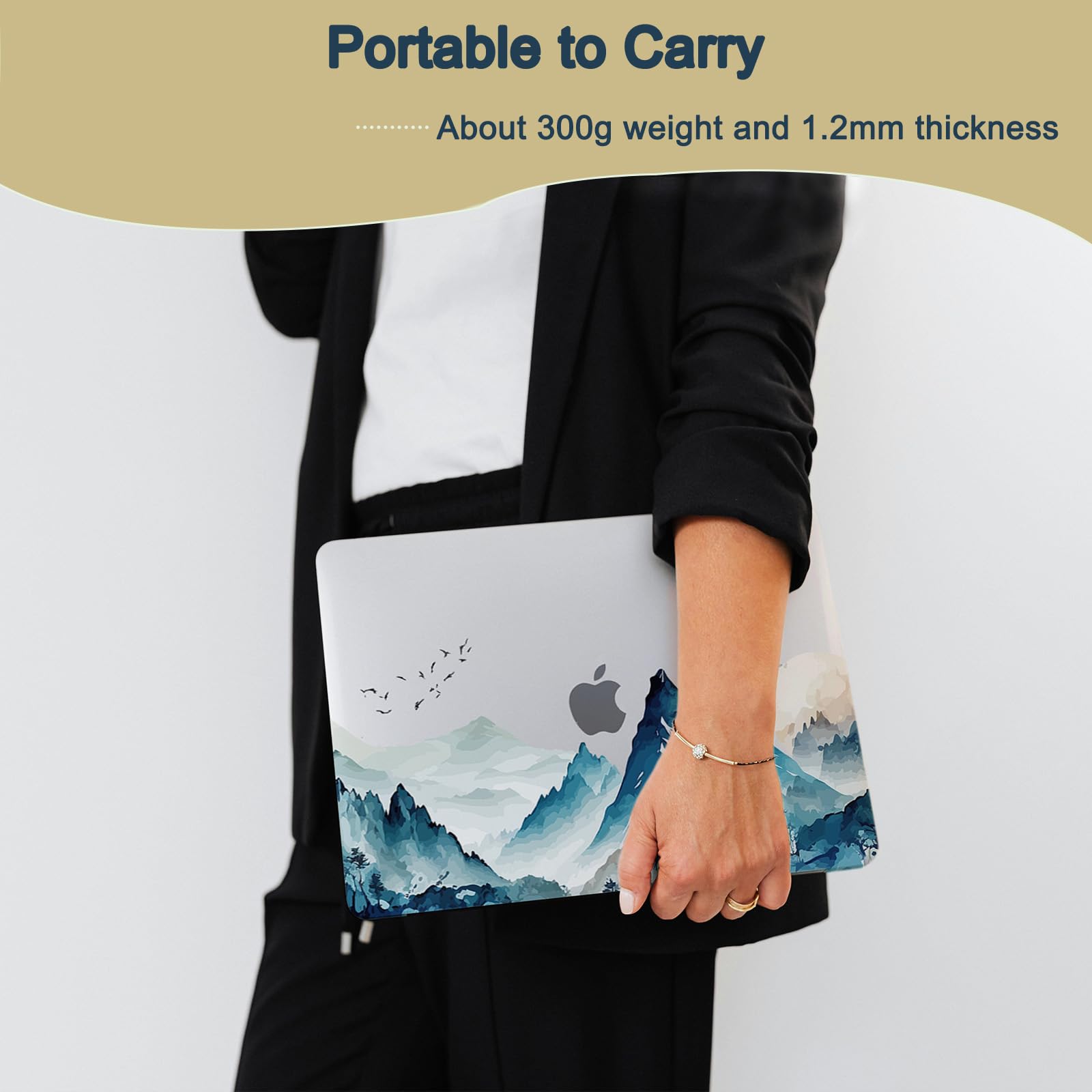 Custodia Laptop per Macbook Air 13 pollici M4 M3 M2,Versione 2025 2024 2022 A2681 A3113 A3240,Case Cover Duro Protection in Plastica per Apple Macbook Air 13,6",Montagna Verde