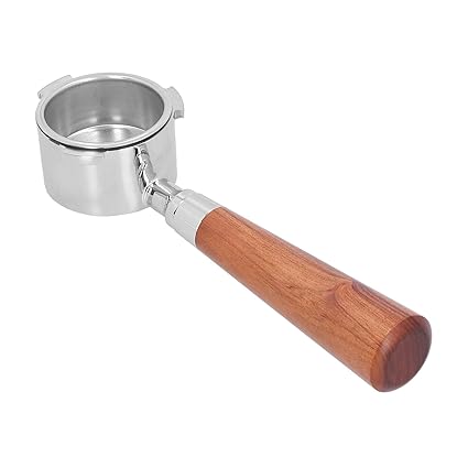 Bottomless Filter, Stainless Steel Detachable Durable Antioxidant Non-Toxic Portable Coffee Bottomless Portafilter for Coffee for Household for Coffee Machine(Rosewood Handle)'