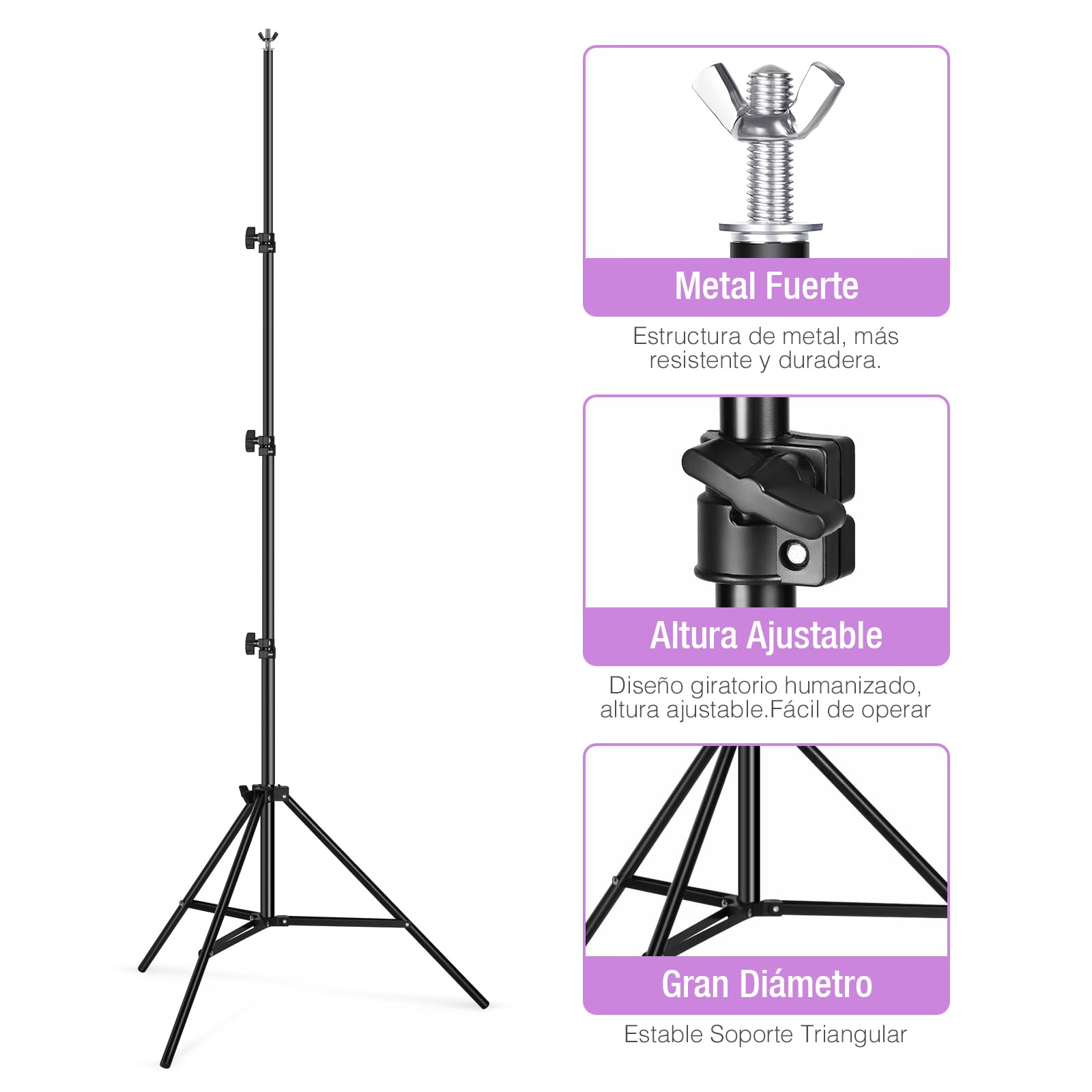 OMBAR 8.53x9.84ft/2.6x3m Supporto per Sfondo Fotografico Regolabile per Ritratto,Supporto Fondale Fotografico, 4 Morsetti per Sfondo e 2 Sacchi di Sabbia