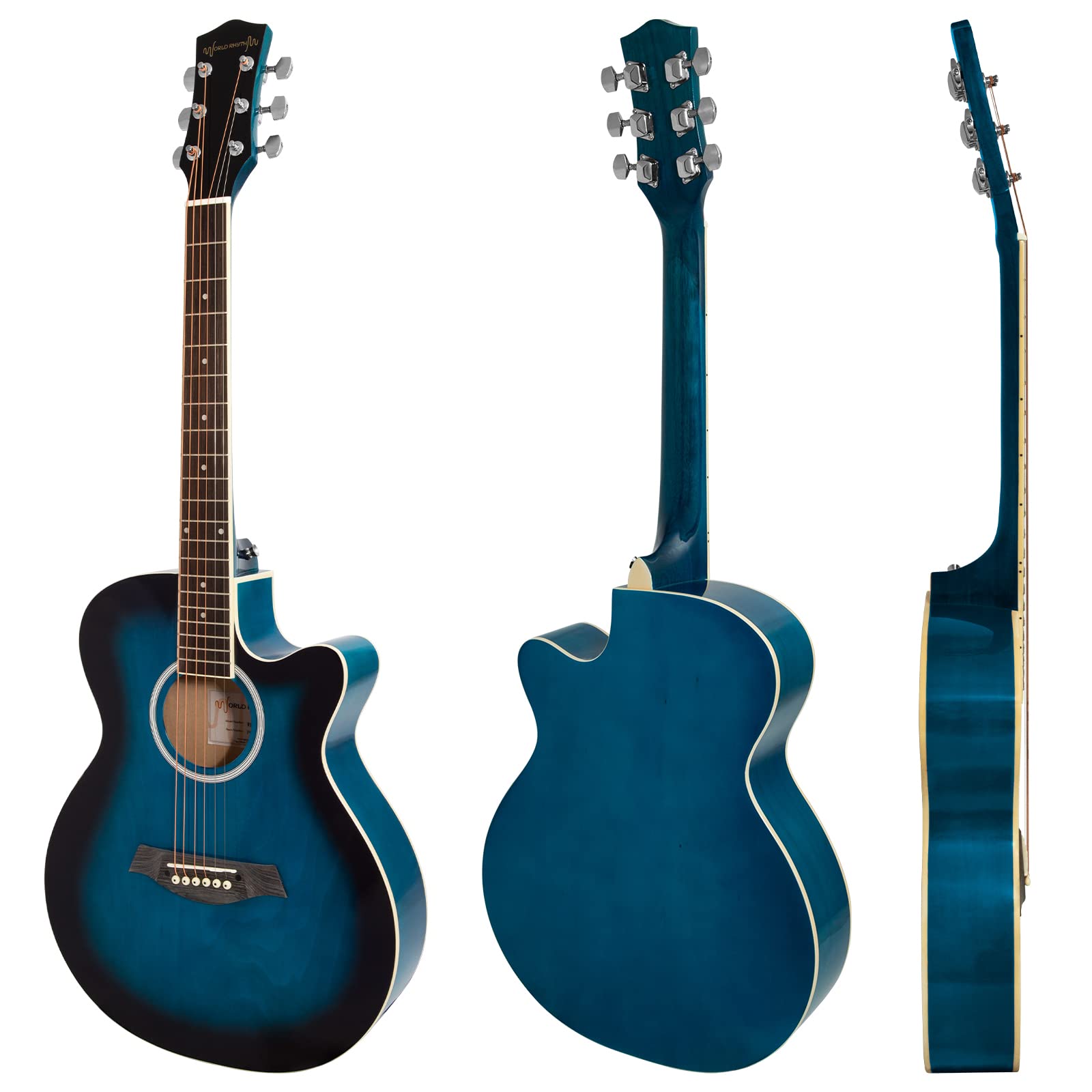 WR-205 Guitare acoustique taille 3/4 - Guitare pan coupé petit corps pour débutants - Bleu