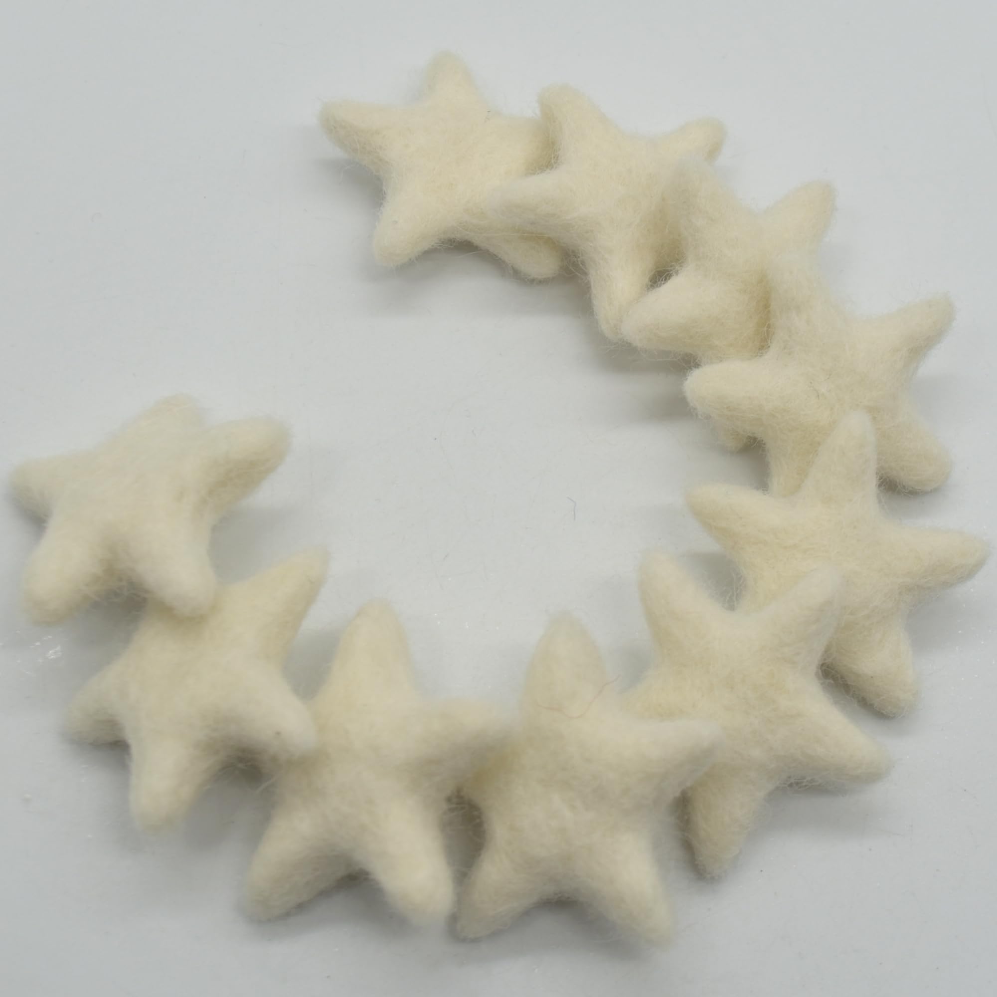 Oriental Direct Ivory 100% Wool Felt Stars - 3Cm - 10 Felt Stars