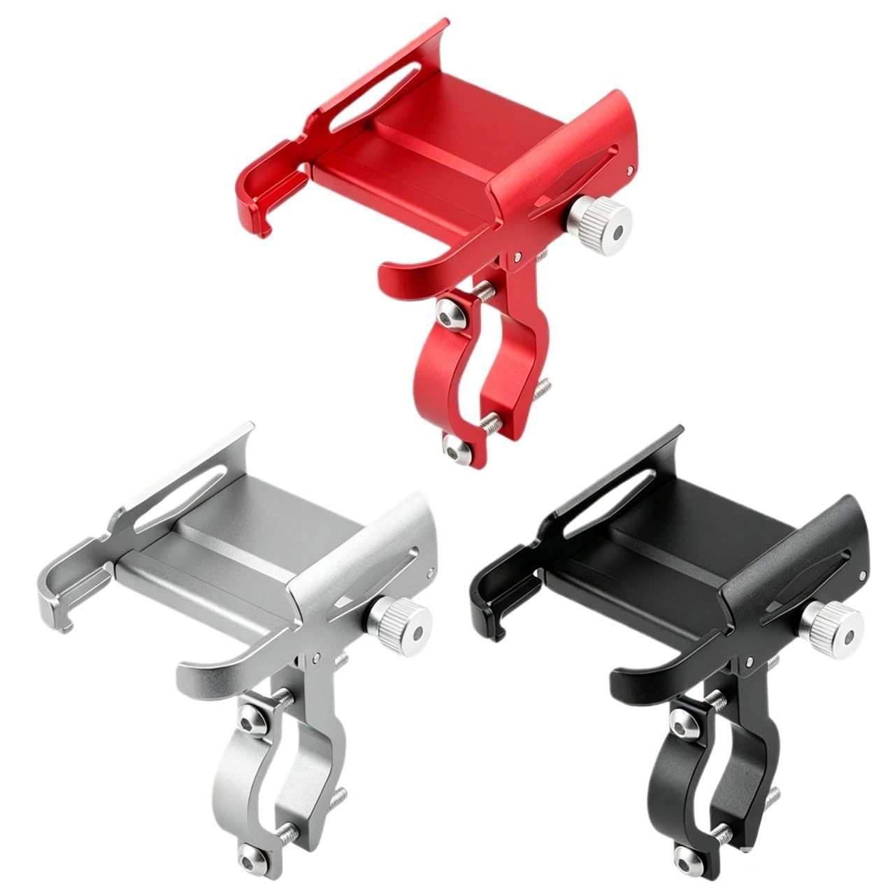 Porta Telefono In Alluminio A 360° for Manubrio Moto Bicicletta MTB | Staffa GPS for la navigazione su scooter, bici e utilizzo del telefono cellulare(Red C)