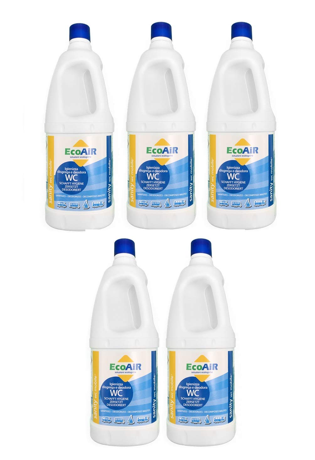Sanity inodoro líquido para tanque de aguas negras inodoro Camper principio Activo Aqua Kem * * * 2 botellas de 5 l * * *