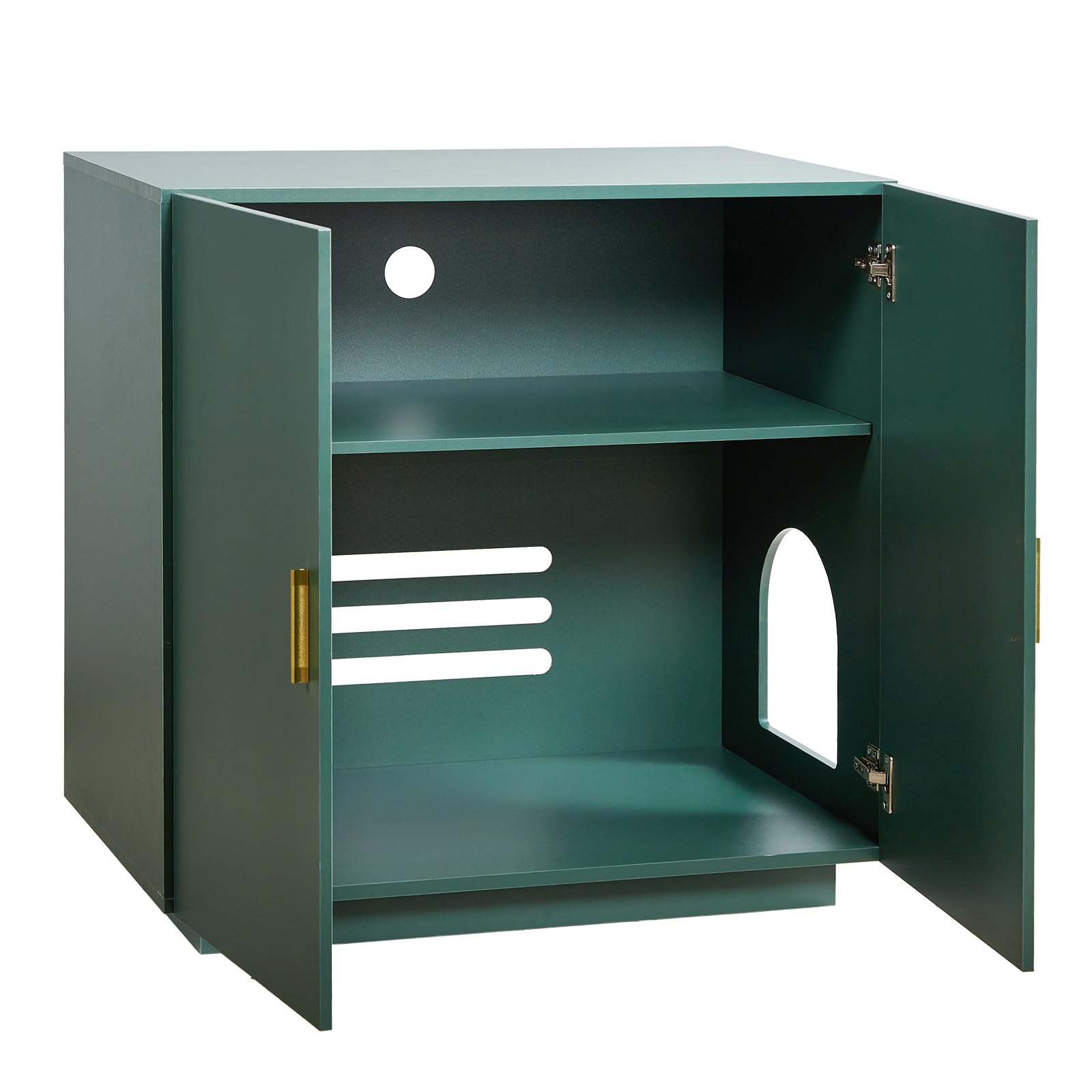 VEVOR Meuble pour Bac à Litière Chat Armoire Cache Maison de Toilette de Chat Double Porte, Niche Cache-litière Bois avec Trous d'Aération, pour la Plupart Bacs à Litière Chats, 80 x 50 x 79 cm, Vert