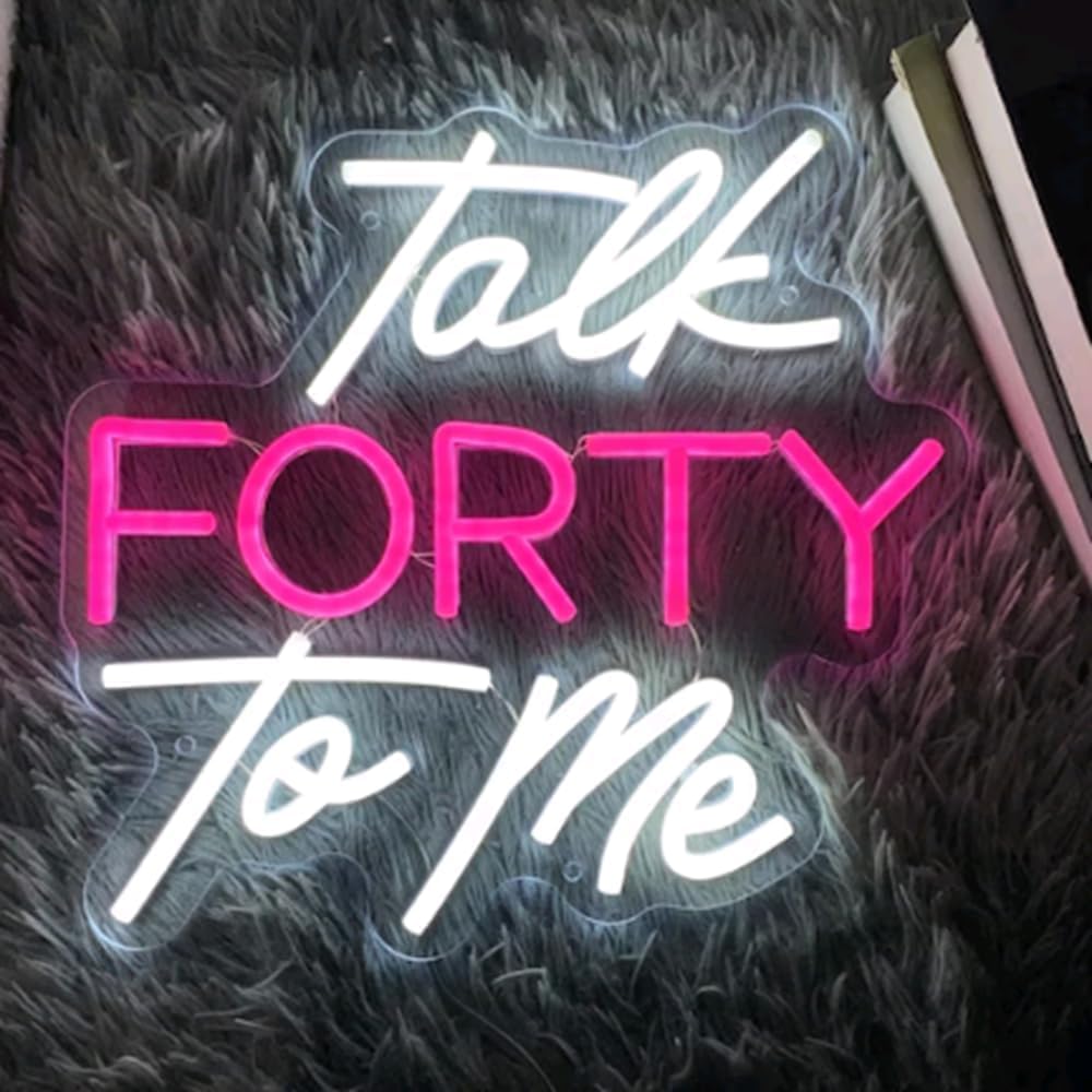 Talk Forty To Me Neon Sign Custom Birthday Neon Sign Led Light for 30th 40th Birthday Party Decor Home Wall Decor Personalized Gift Neon Art. Size:23inch image 2