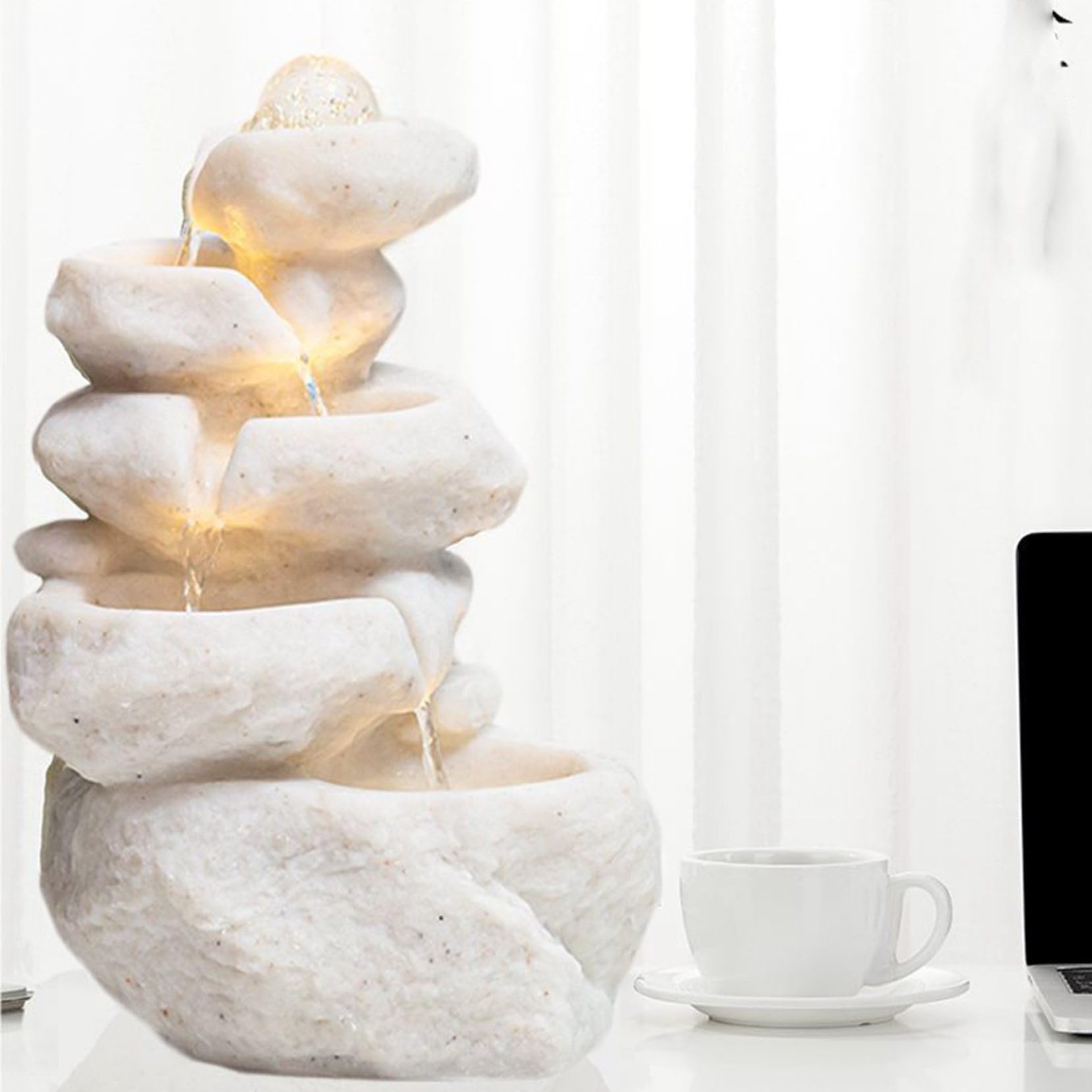 Amazon.co.jp: 噴水 築山の置物 インテリア卓上噴水 室内噴水 小さな