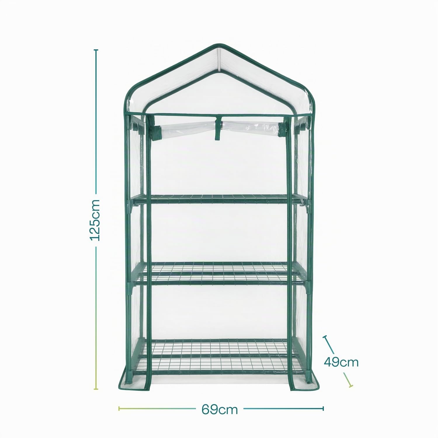 Paluplus Serra da Balcone e Giardino, Misura 69x49x125 cm, Struttura in Acciaio e Telo in PVC, adatta per colture Invernali e Protezione per Piante e Fiori -4827F (3 Ripiani)