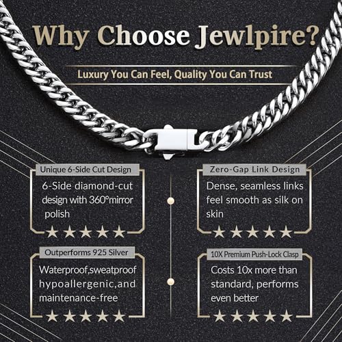 Jewlpire Diamond-Cut 316L Surgical Stainless Steel Mens Cuban Link Chain, 6/7/8MM Sweatproof & Non Tarnish Gift-Ready Luxury Mens Necklace with Premium Gift Box3