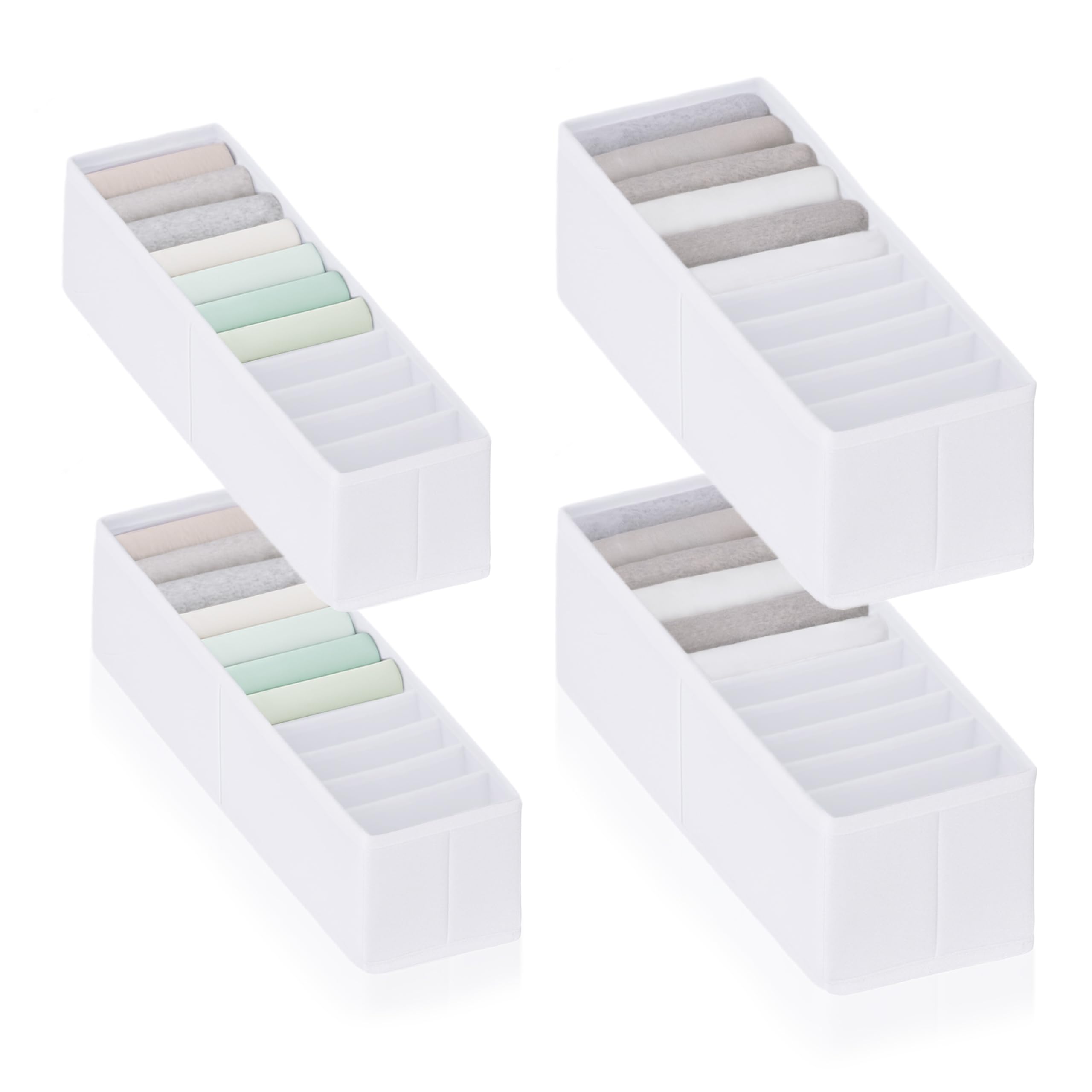 ROW&LINE® – Conjunto organizador – Compartimentos altos para artículos de bebé, ropa interior y prendas de vestir – Sistema divisor de cajones – armarios y cajones – Blanco – Tamaño: 2x XS | 2x S