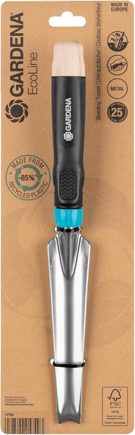 L'embalatge de la paleta Gardena Ecoline mostra 25 anys de garantia