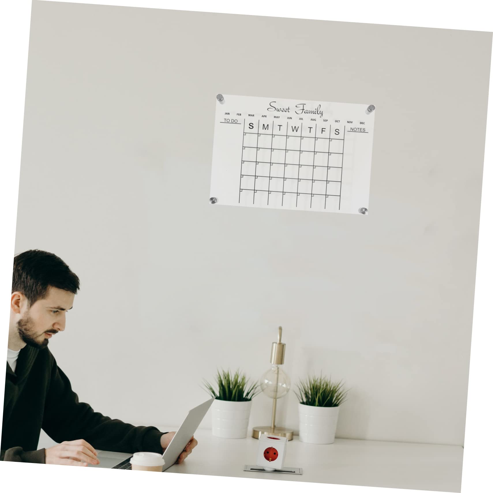 CAXUSD 1set Acrylic Clear Dry Erase Board Calendar for Fridge Weekly Planner Memo Board Lightweight Transparent Message Writing for Home Office Kitchen Use - Image 3