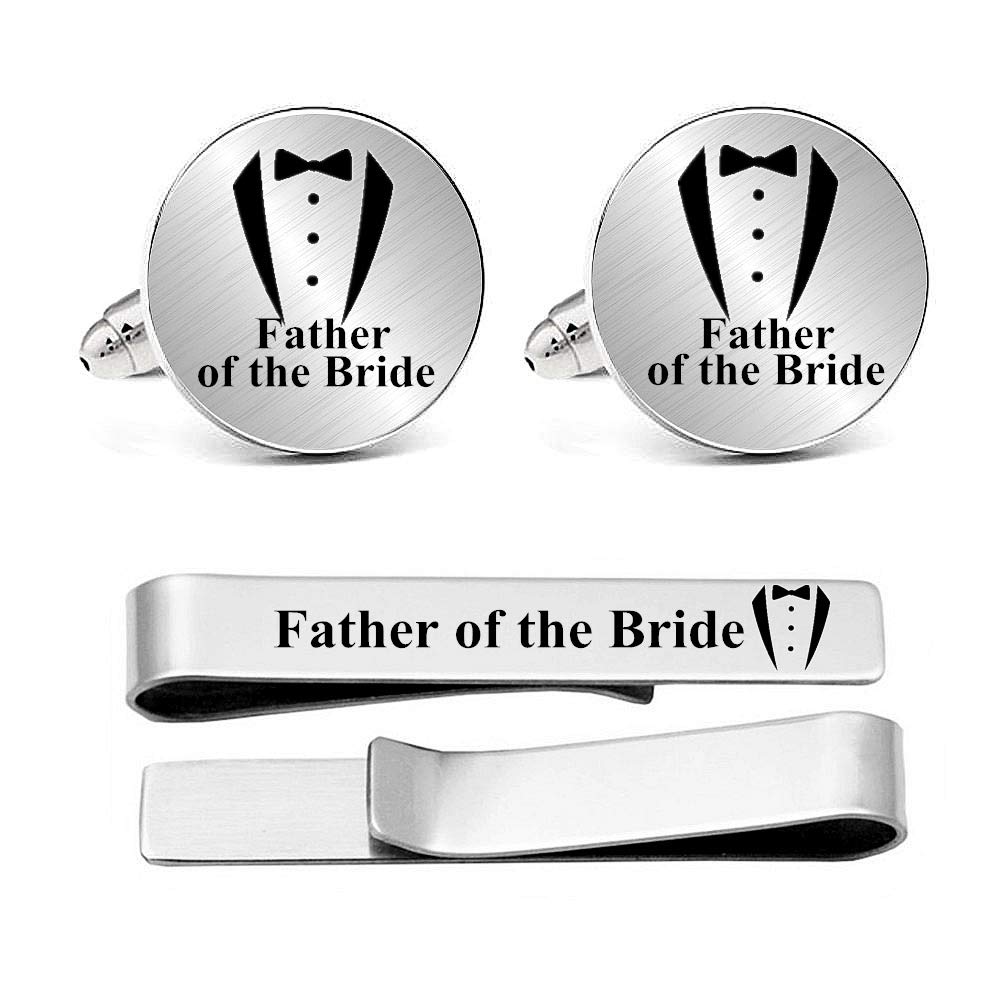 Engraved Suit Tuxes Cuff Links Tie Bar Set Personalized Wedding Cufflinks Gift For Groom Groomsman