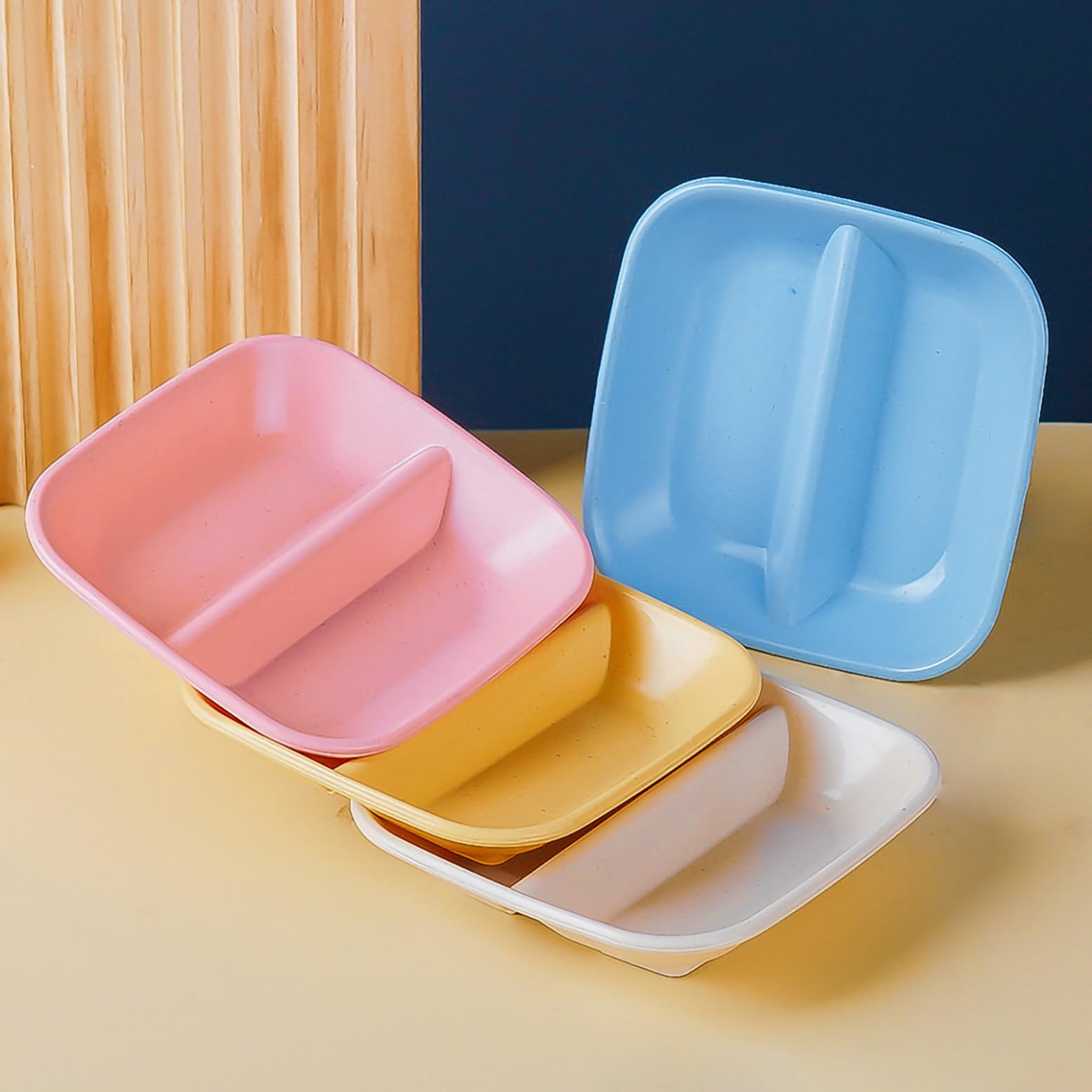 Oicia Wheat Straw Appetizer Serving Tray for Restaurant Kitchen Condiments Dipping Bowls Small Serving Bowls for Side Dishes Mini Appetizer Plates Pinch Bowls Sauce Dish (9cm, Blue, Set of 12) 3