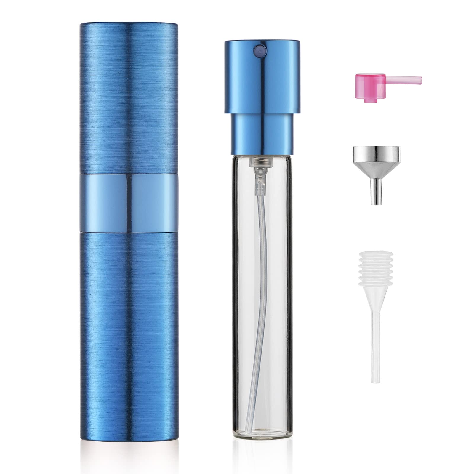 Lisapack 8ML Brushed Atomizer Perfume Spray Bottle for Travel, Empty Refillable Cologne Dispenser, Portable Sprayer (Blue)
