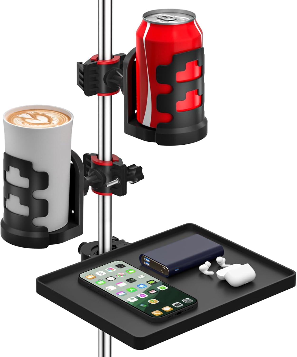 Universal Microphone Stand Tray with 2 Mic Stand Drink
