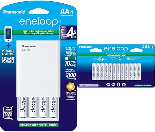 Miniatura 8 de Panasonic K-KJ87MCA4BA Cargador de batería individual y Panasonic BK-3MCCA16FA AA 2100 Ciclo Ni-MH Baterías recargables precargadas, paquete de 16