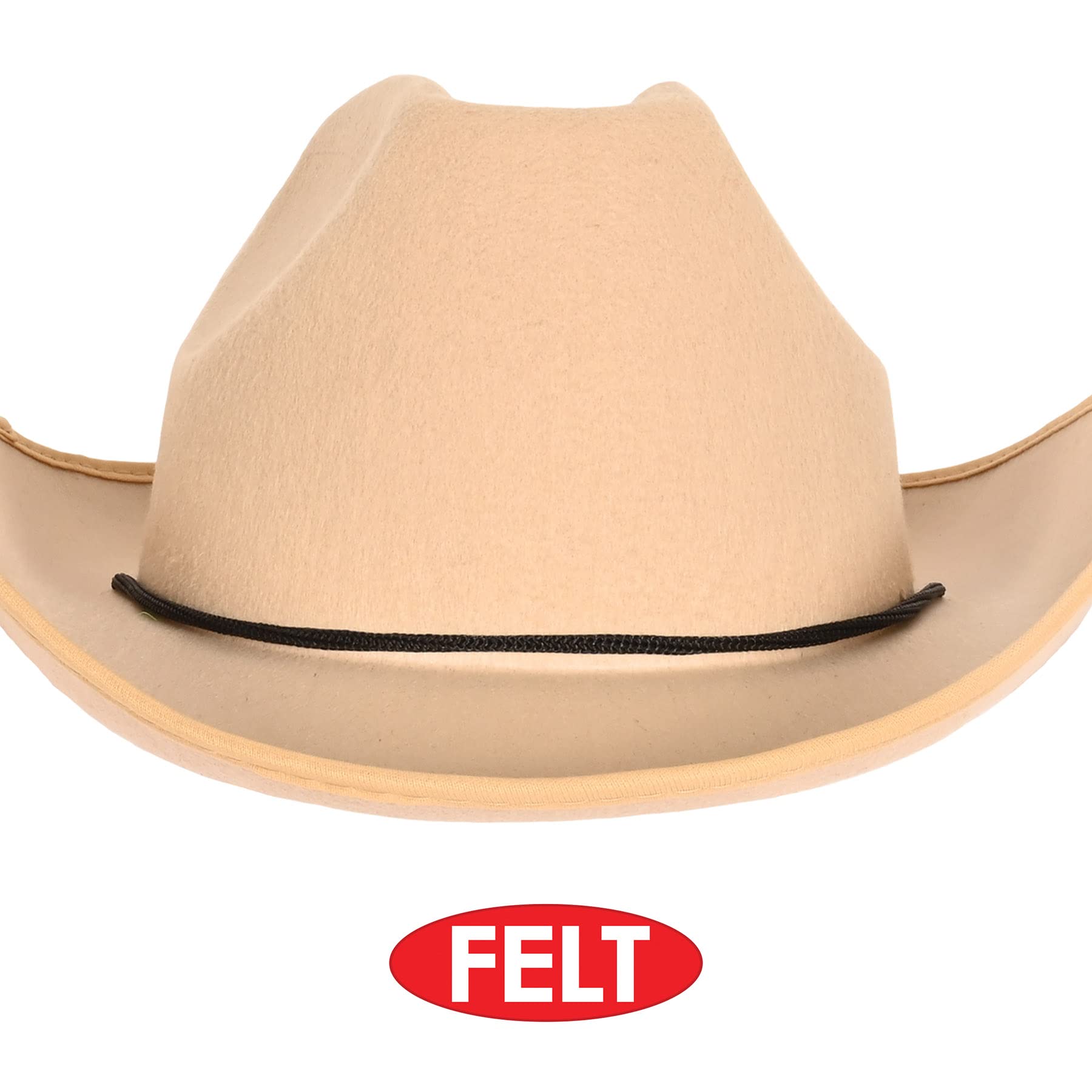 Beistle Cappello da cowboy in feltro per feste a tema country western selvaggio West forniture per feste, costume di Halloween, marrone chiaro