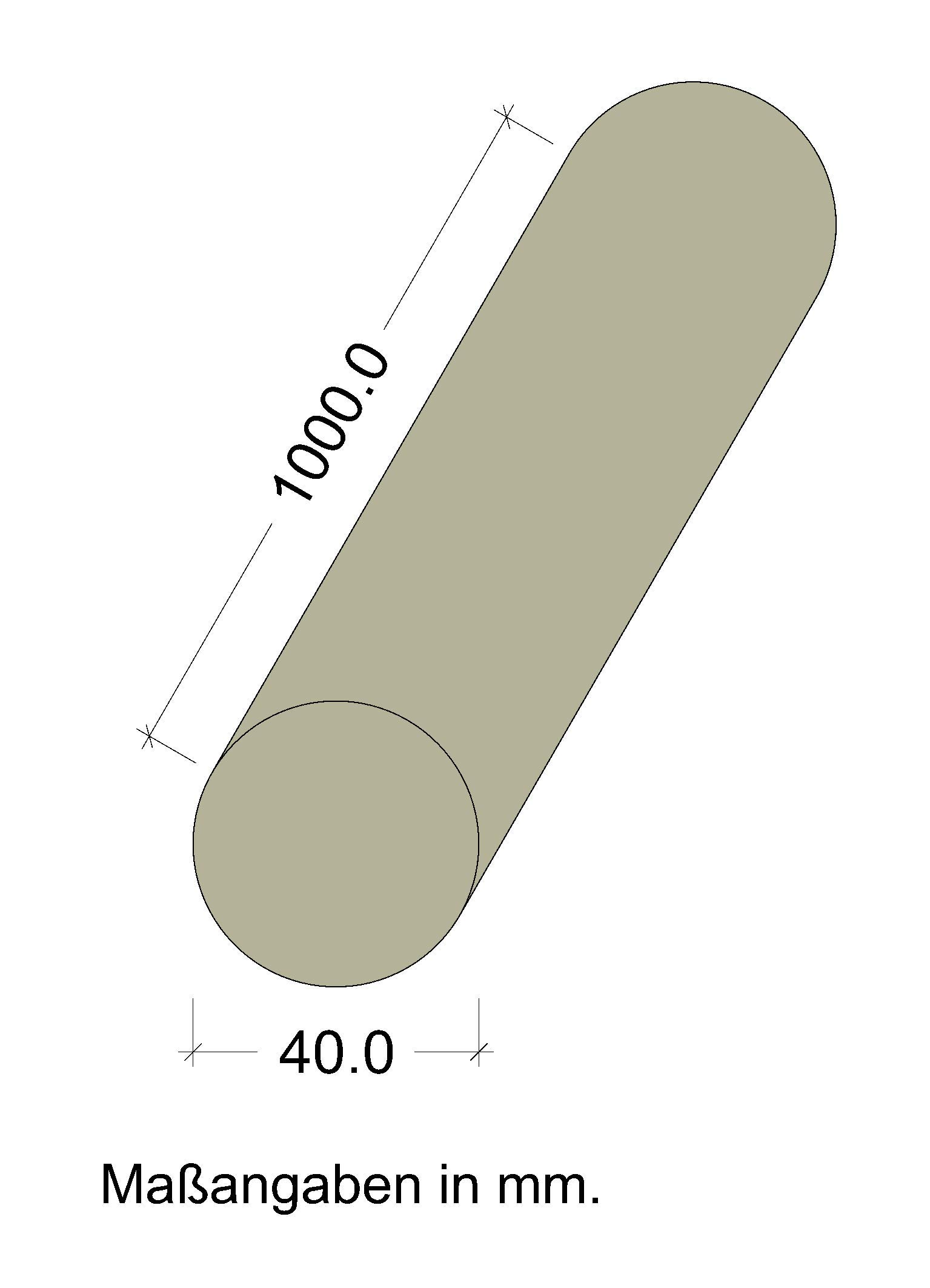 Gedotec Varilla redonda de haya lisa | varillas de madera | varillas manualidades 40 x 1000 mm | juego de 5 | varillas de haya para manualidades | varilla de madera maciza | palitos
