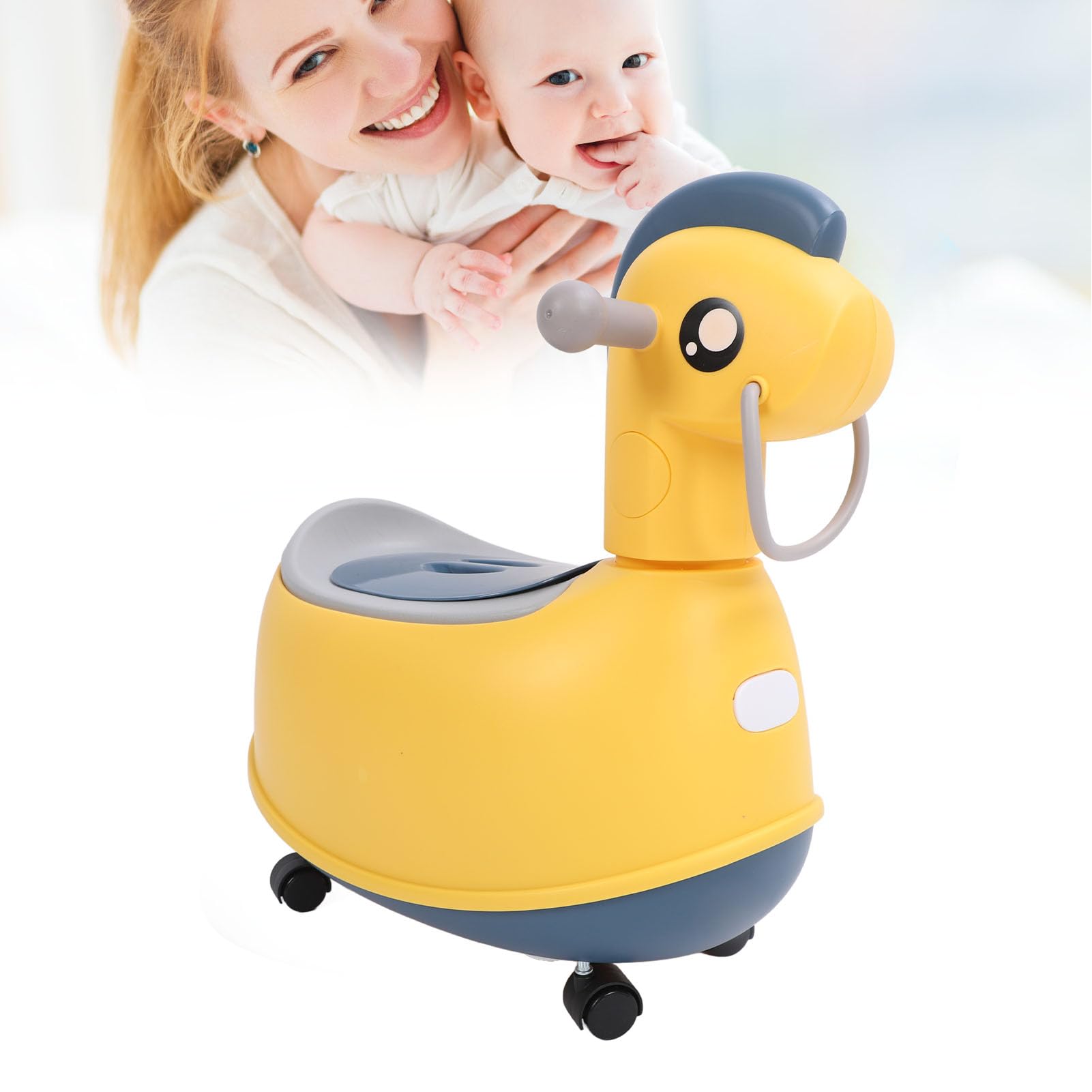 EMUKOEP Inodoro Portátil para Niños Pequeños en Forma de Coche de Caballo de Madera, Inodoro para Niños Estable y Seguro, Perfecto para Viajes y Entrenamiento para Ir Al Baño, Material No Tóxico