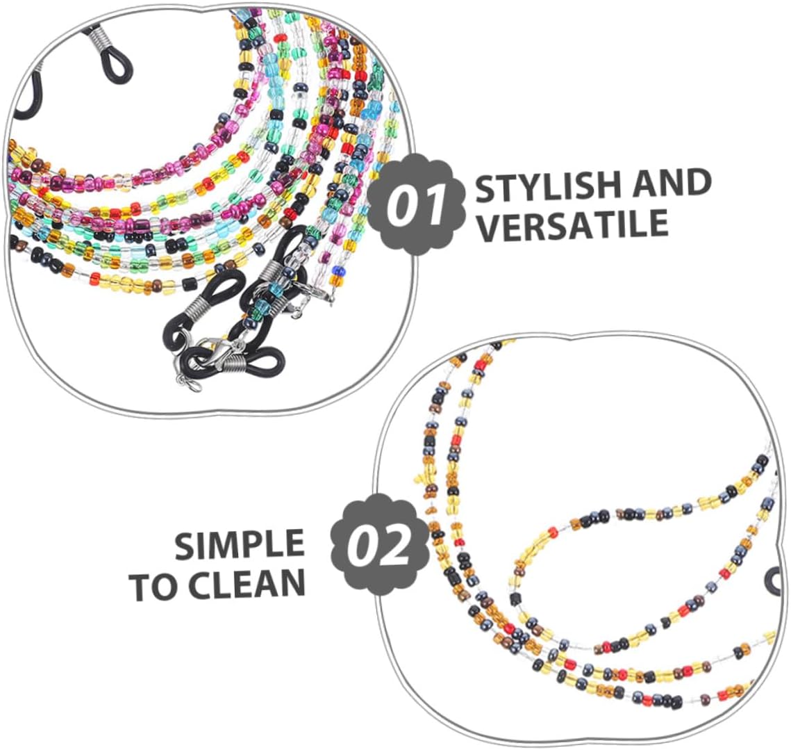 Cabilock 8pcs Beaded Eyeglass Chains Spectacle Lanyards Glasses Retainer Strap for Women Men Eyewear Holder Cord for Reading Glasses Masks around Neck