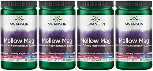 Swanson Mellow Mag - Sabor kiwi fresa 330 mg 19 oz Pwdr 4 unidades