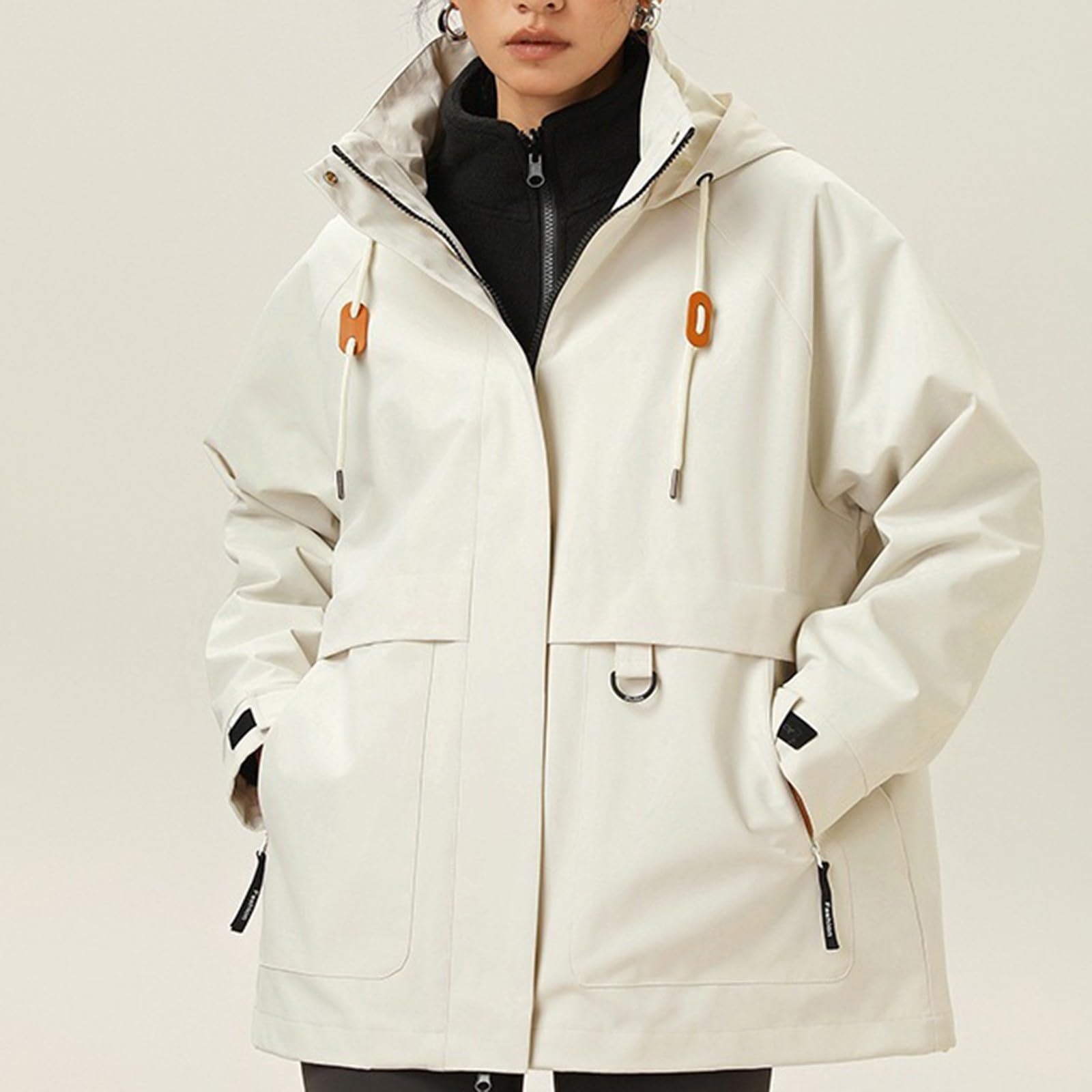Générique Manteau Femme Decontracté Grande Taille Blouson Manche Longue Travel A Capuche Confortable Impermeable Fermeture