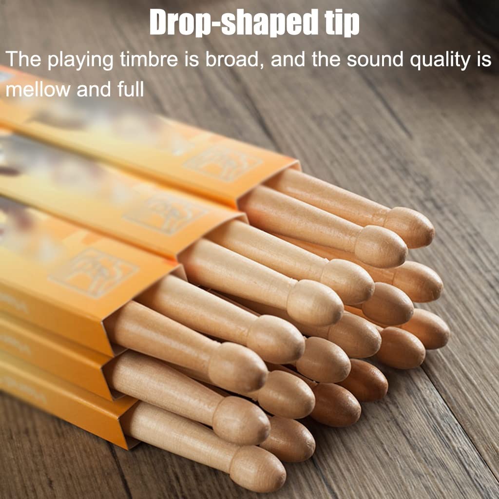 Trommelstöcke 1-3 Paare, Rhythmusübungen Für Jungen Und Mädchen 5A White Jade Wood Drumsticks, Mit Einer Tropfenförmigen Spitze, Zubehör Für Schlagzeuginstrumente