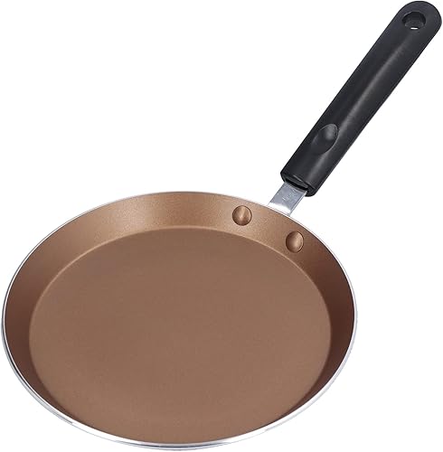 Sartén para panqueques de fondo plano de 8 pulgadas, sartén de piedra de inducción, panqueque antiadherente para cocina de inducción (dorado)