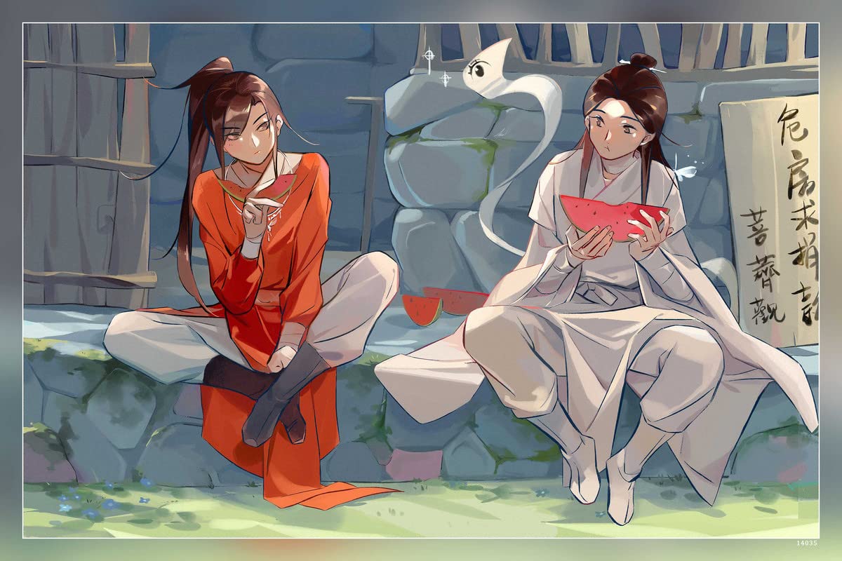 Poster Best Heaven Official S Blessing Xie Lian Hua Cheng And San Lang Chinese Anime Series Matte Finish Paper Poster Print 12 x 18 Inch (Multicolor) PB-28433