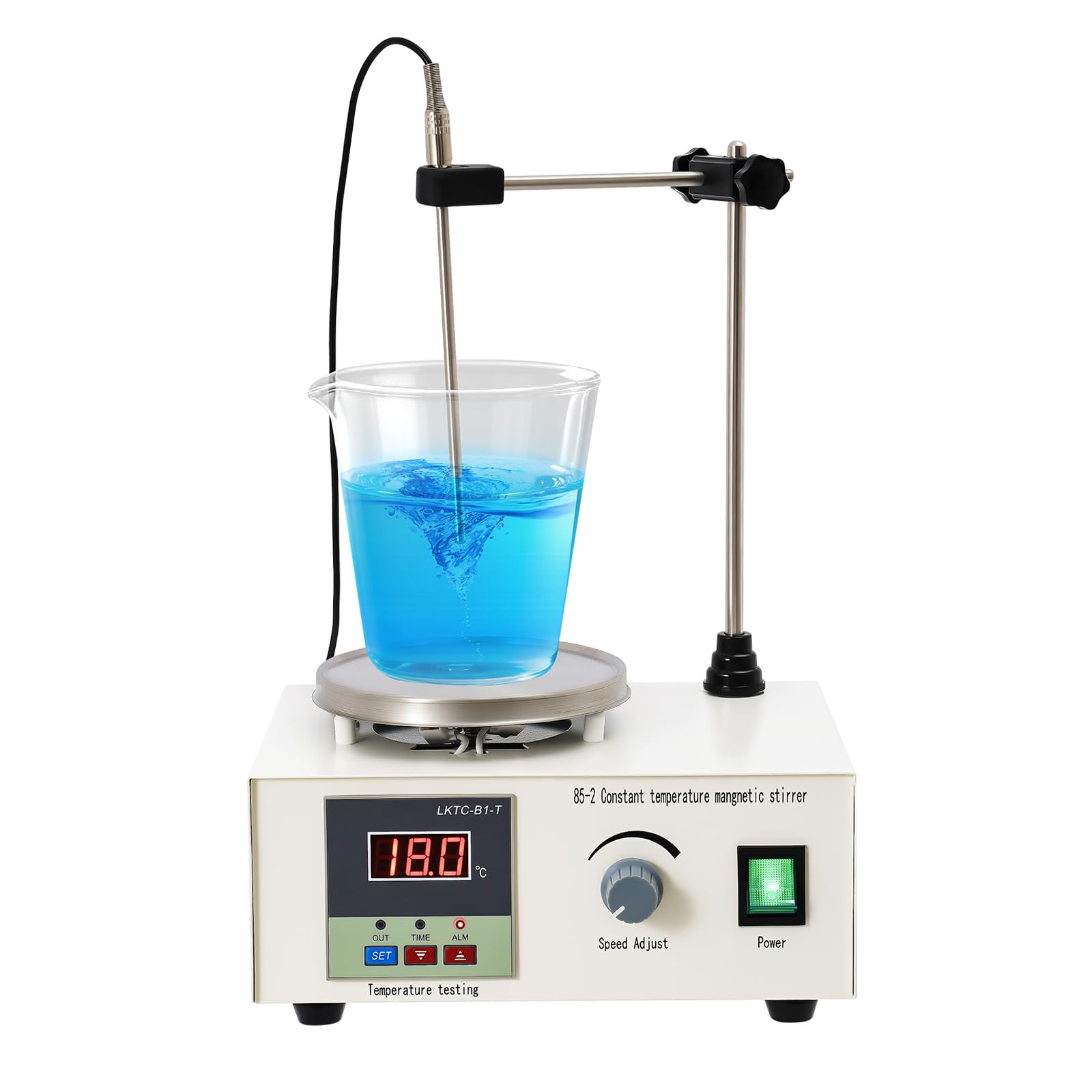 Magnetrührer 250W Labor Magnetrührer mit Digitaler Temperaturanzeige 0-99℃ Elektrischer Rührer Magnetrührer 2000ml mit Heizplatte 0-2000 U/min für Industrie, Pharmazeutische Fabrik