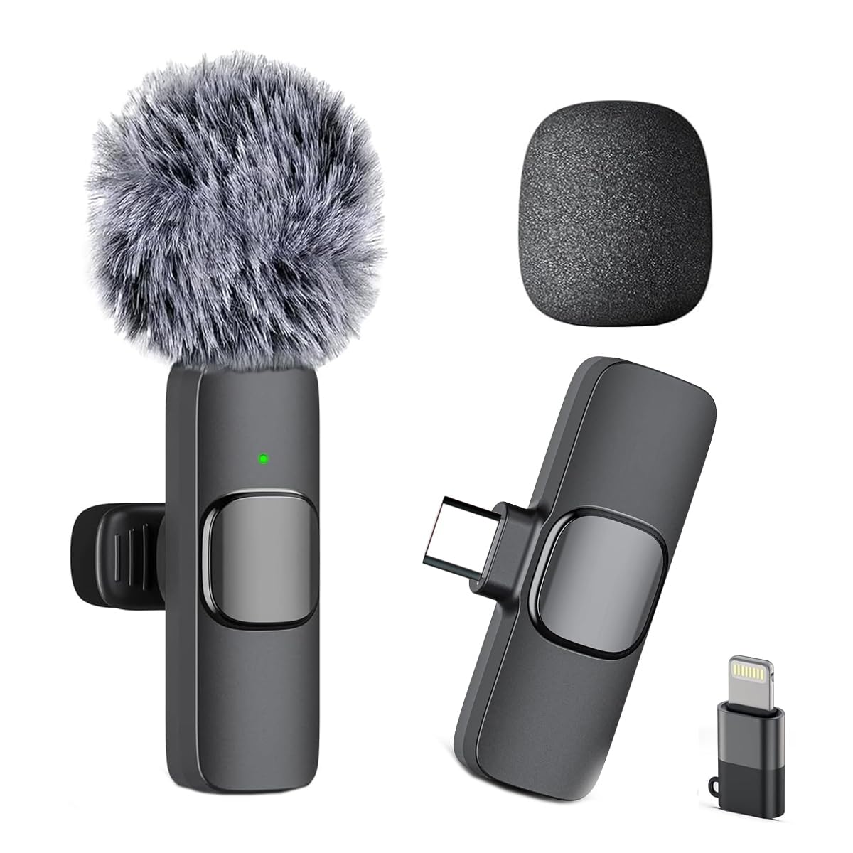 Professional Wireless Mini Microphone for iPhone, iPad, Android Phone, Cordless Omnidirectional Lavalier Lapel Mic, Plug-Play Microphone for Interview Video Podcast Vlog YouTube