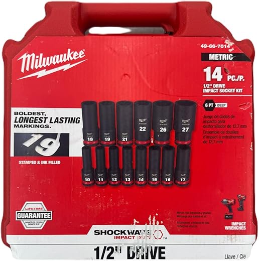 סט בוקסות עמוקות 1/2 אינץ' 14 יחידות Milwaukee