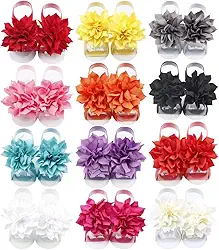 Sandálias Descalços para Bebês Meninas com Flor para Crianças Pequenas