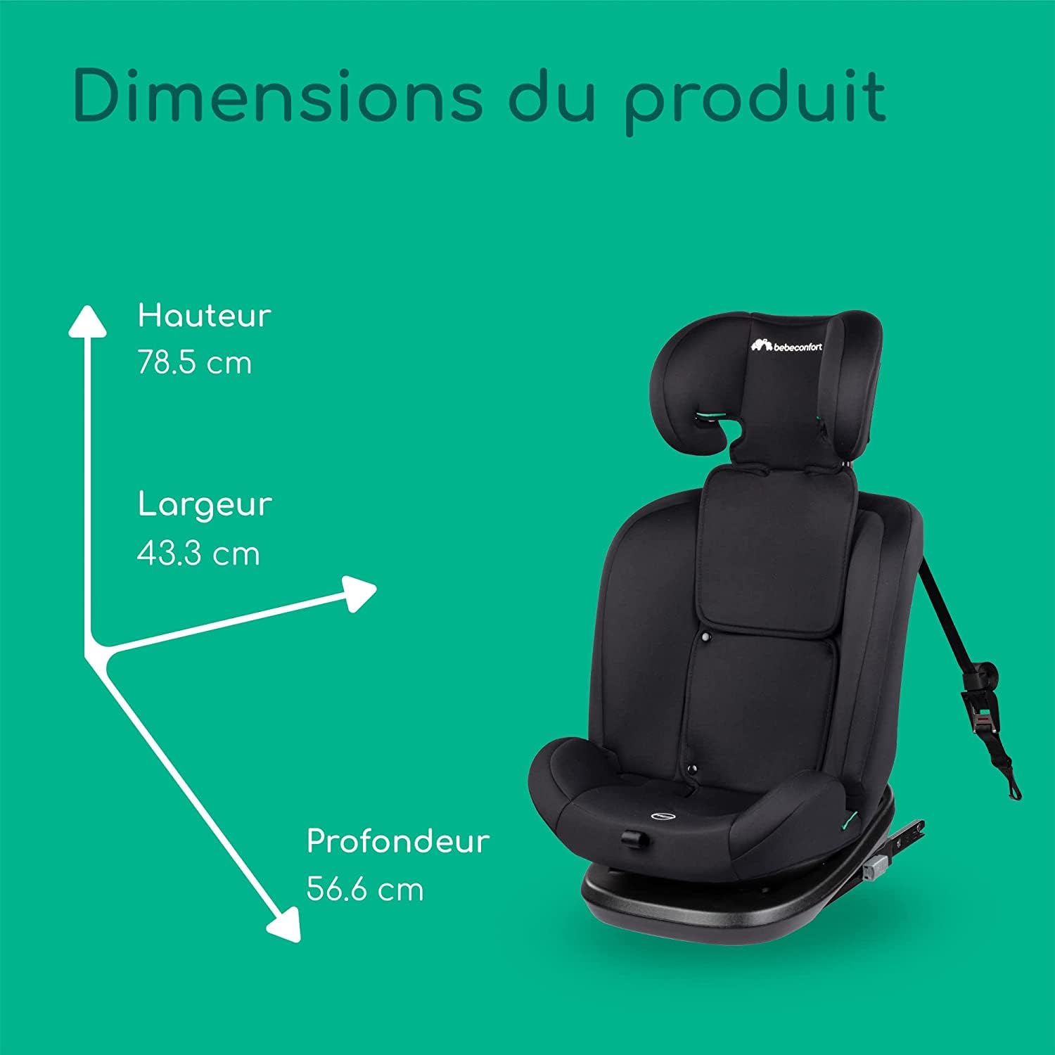 Bebeconfort EverFix i-Size, Siège-Auto ISOFIX, de 15 mois jusqu'à 12 ans, 9-36 kg, 76-150 cm, Siège Auto Face à la Route, Black Mist