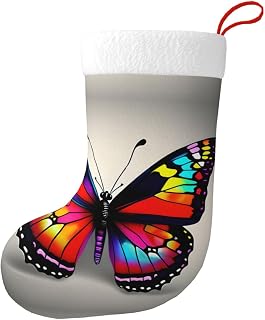 Colorful Butterfly Pattern 17.7 Inchdecorating Christmas Tree Stocking Xmas Stockings For Home Decor Fireplace